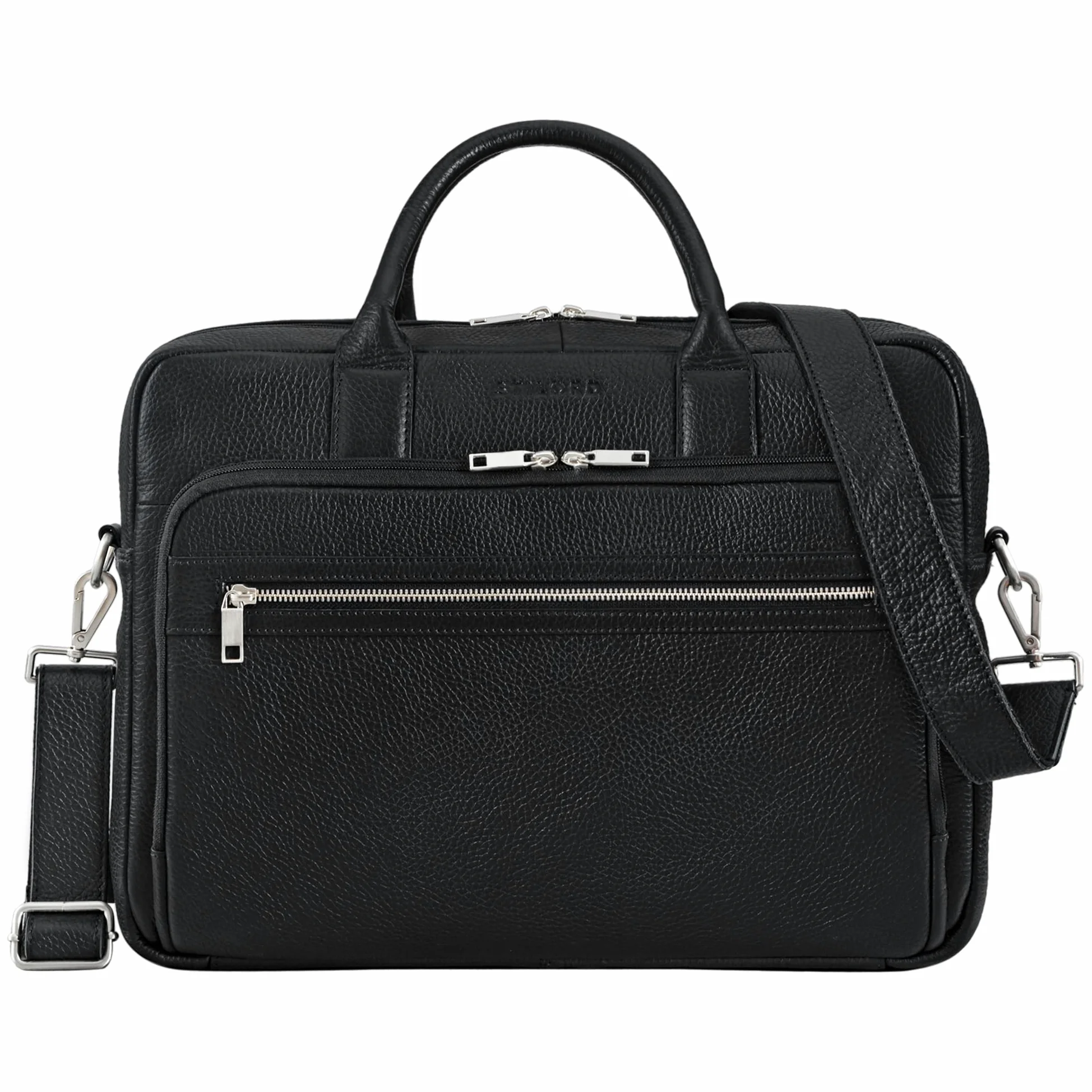 STILORD Dawson skórzana torba na ramię aktówka na laptopa 15,6 cala DIN A4 Business Satchel prawdziwa skóra czarny