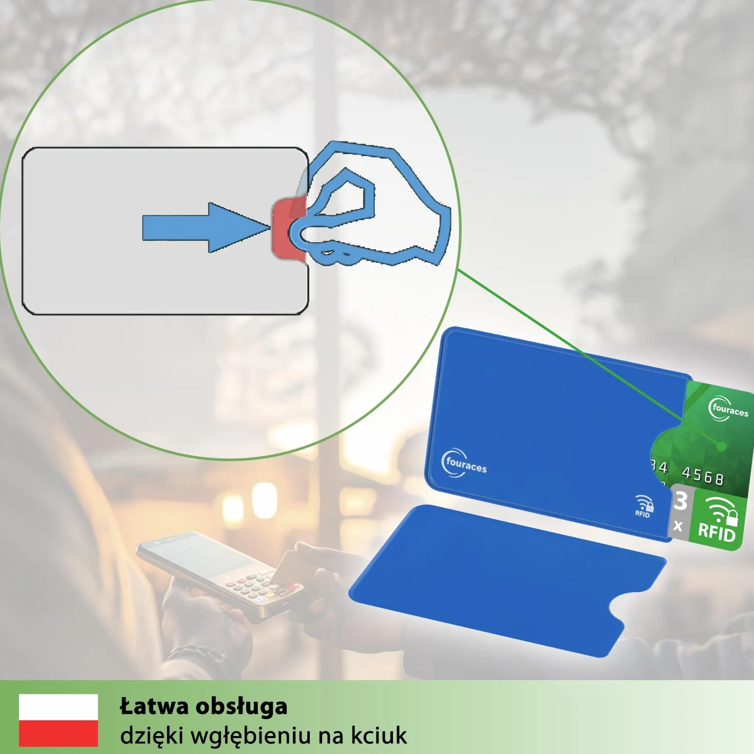 fouraces 3x etui ochronne z blokadą RFID – różne kolory – zabezpieczenie przed kradzieżą danych – etui NFC – etui na karty kredytowe i karty EC, etui na karty EC na karty bankowe