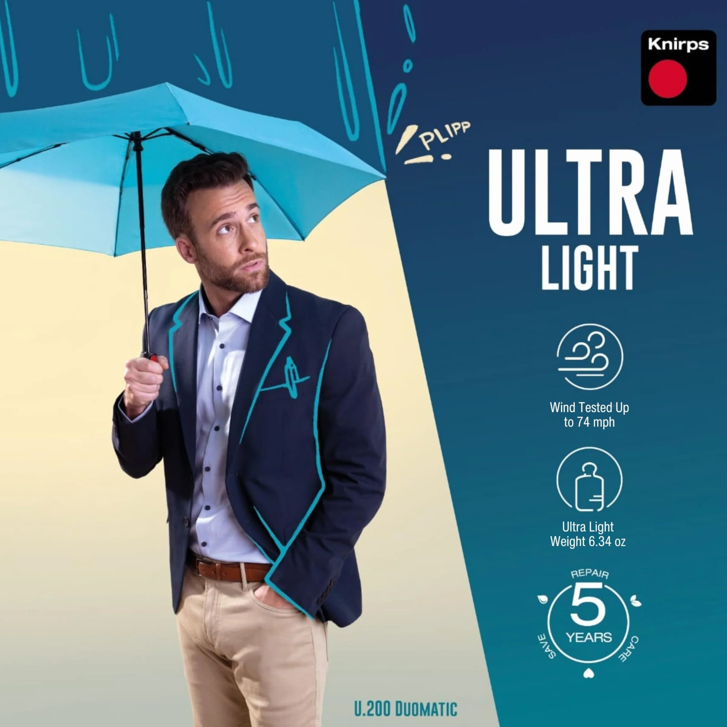 Knirps Ultra U.200 Medium Duomatic parasol kieszonkowy automatyczny odporny na burzę