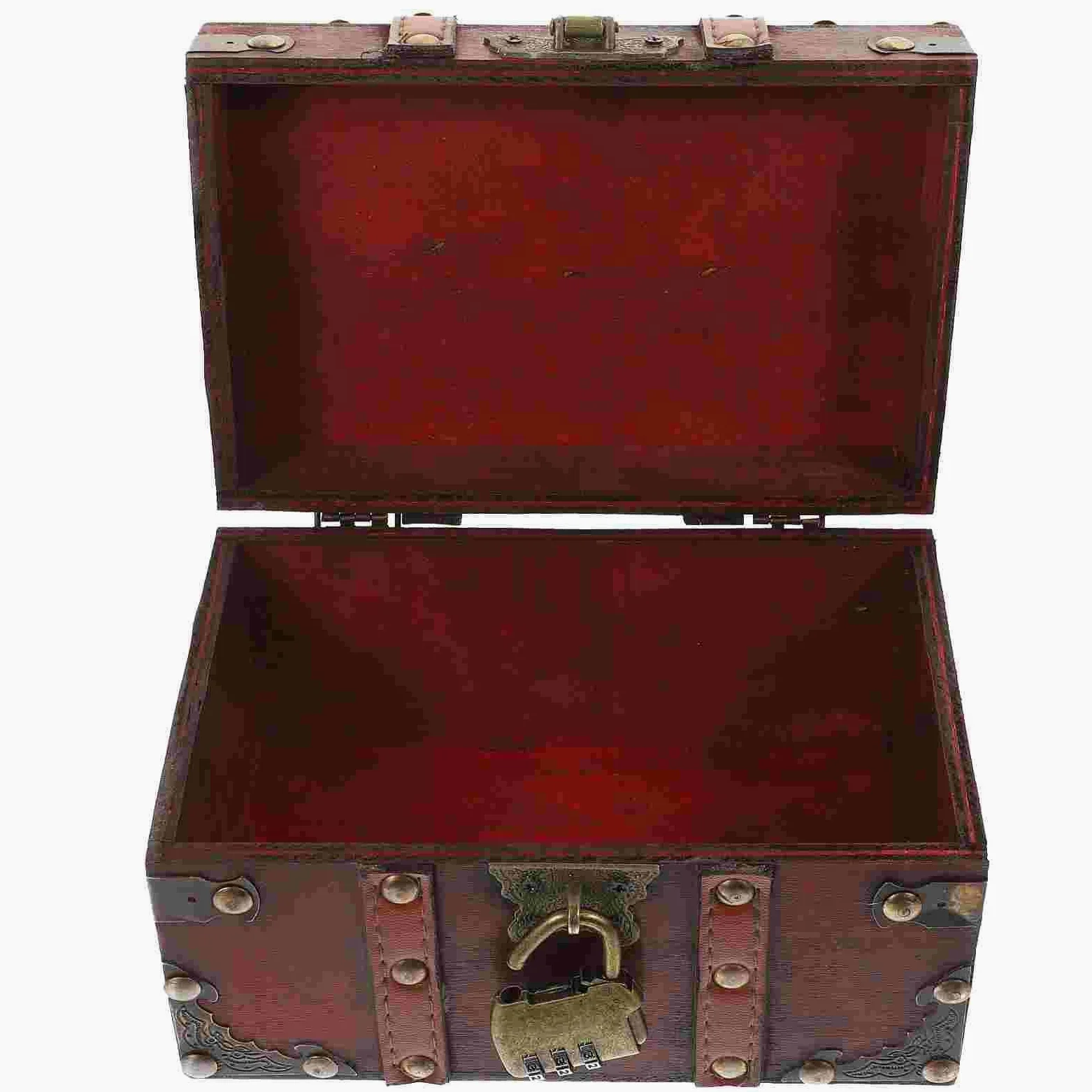 Pudełko Drewniane pudełko do przechowywania Skarb Vintage Drewniane etui na drobiazgi Organizator Ozdobny uchwyt Pamiątki Podróże Biżuteria rzemieślnicza (G 18,00X11,50X10,50cm)