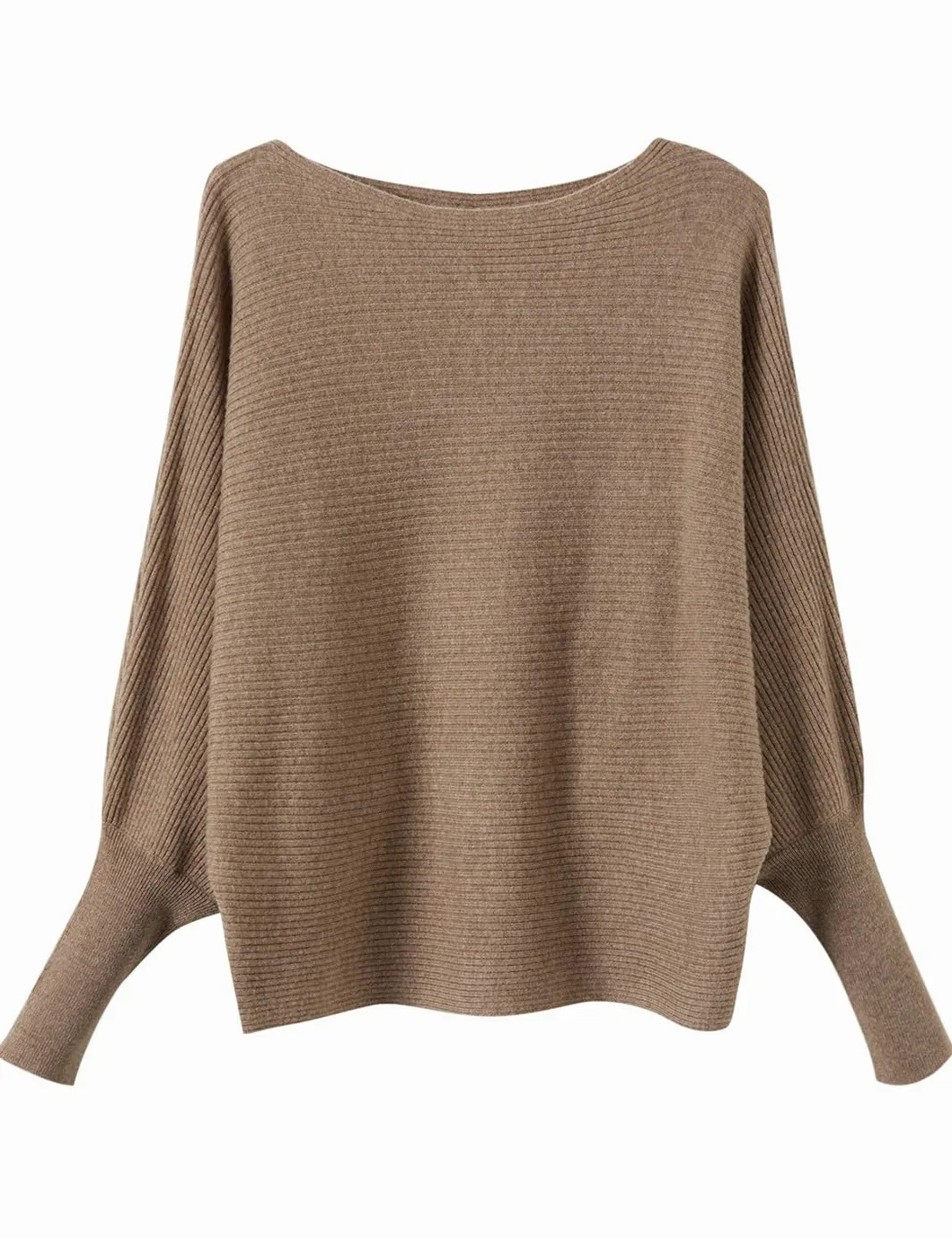 Disimlarl Damski sweter oversize z wełny merynosów, ciepły sweter z łódką, długi rękaw, dzianinowy sweter
