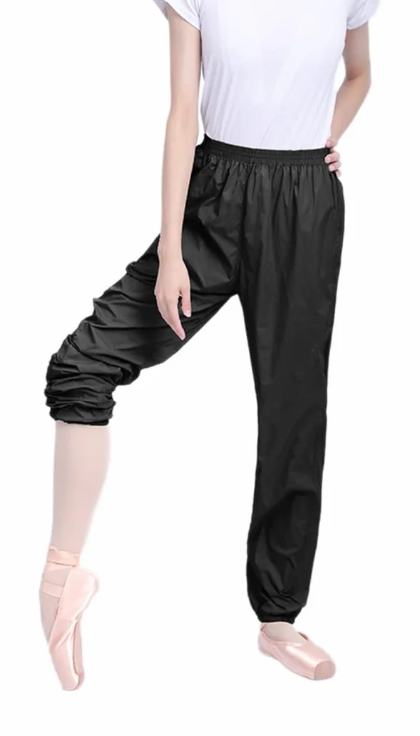 Spodnie taneczne baletowe podgrzewane spodnie luźne spodnie treningowe cienkie miękkie spodnie ripstop Spodnie lekkie gimnastyczne spodnie,Black,M