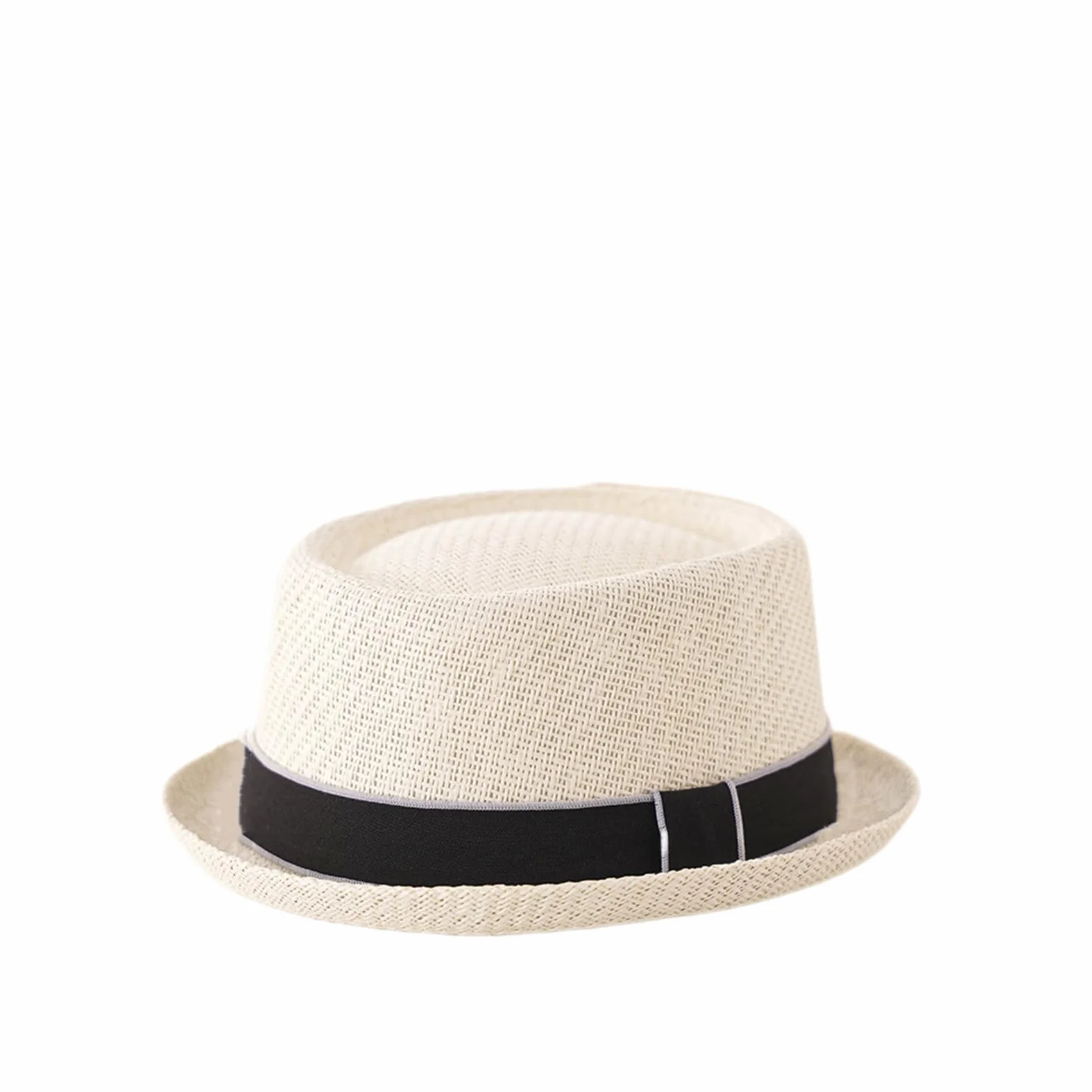HEYANN Pork Pie kapelusz słomkowy, męski kapelusz pork Pie Fedora 58 cm, letni kapelusz dla mężczyzn i kobiet, Bowler Flat Top ochrona przed słońcem, klasyczny kapelusz