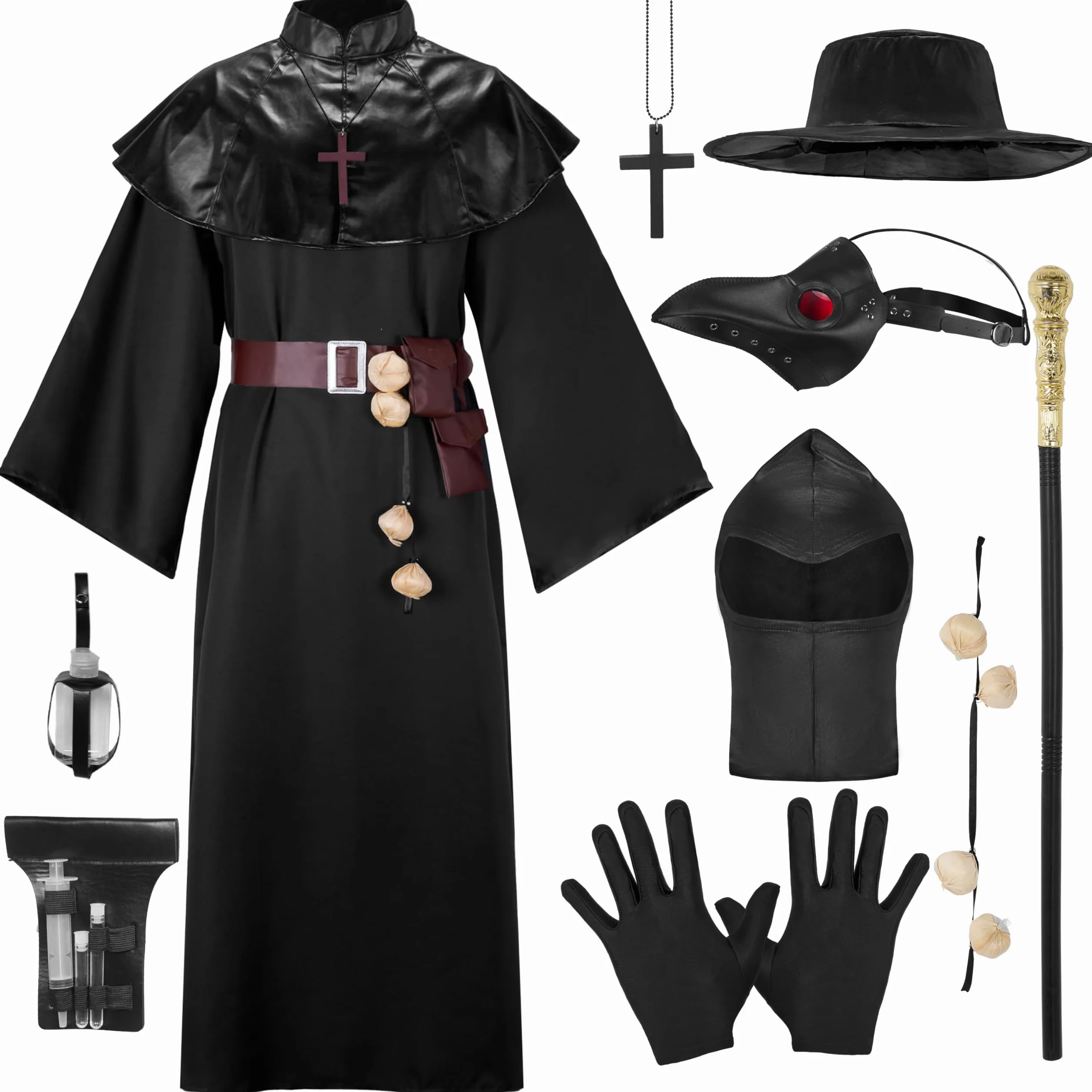 Spooktacular Creations Męski kostium lekarza zarazy z kapeluszem i maską