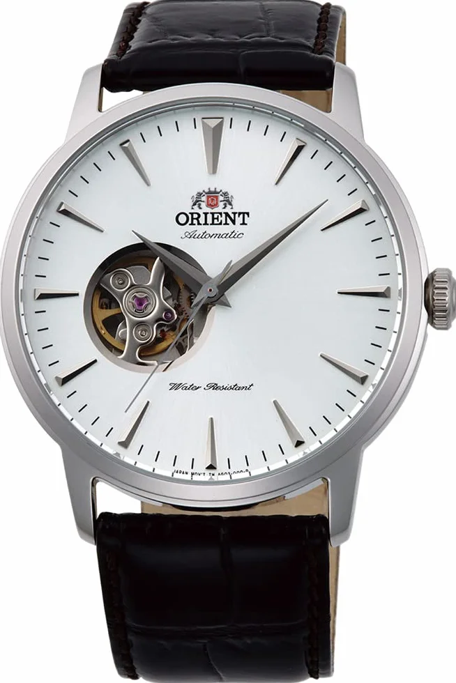 Orient Unisex analogowy zegarek automatyczny dla dorosłych ze skórzanym paskiem FAG02005W0, srebro, bransoletka
