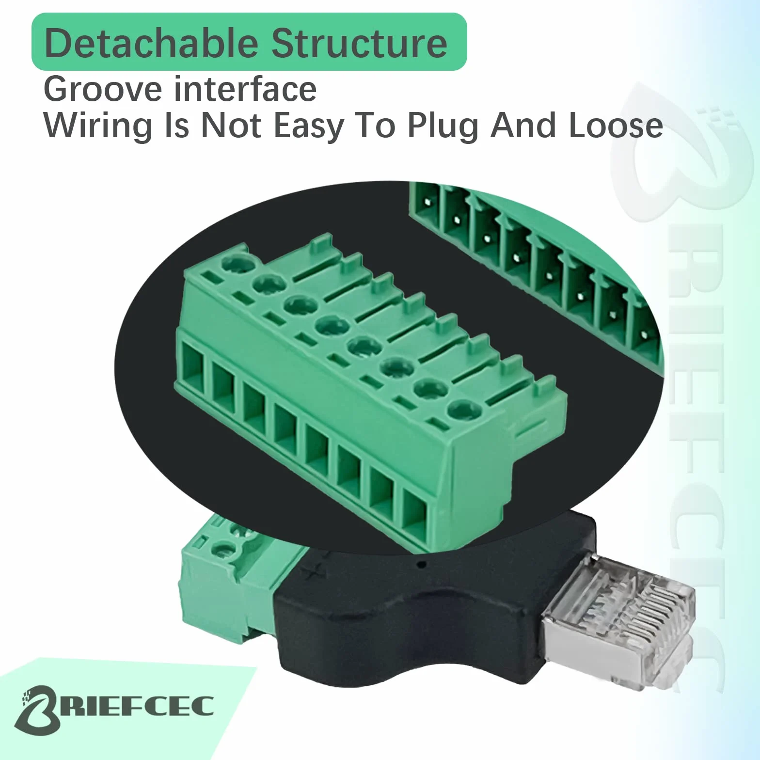 Gniazdo RJ45 do bloku terminala 8-pinowego, złącze Covvy CCTV/DVR Ethernet RJ45 żeńskie gniazdo jack do 8-pinowej śruby RJ45 złącze (1 x gniazdo + 1 x wtyczka)