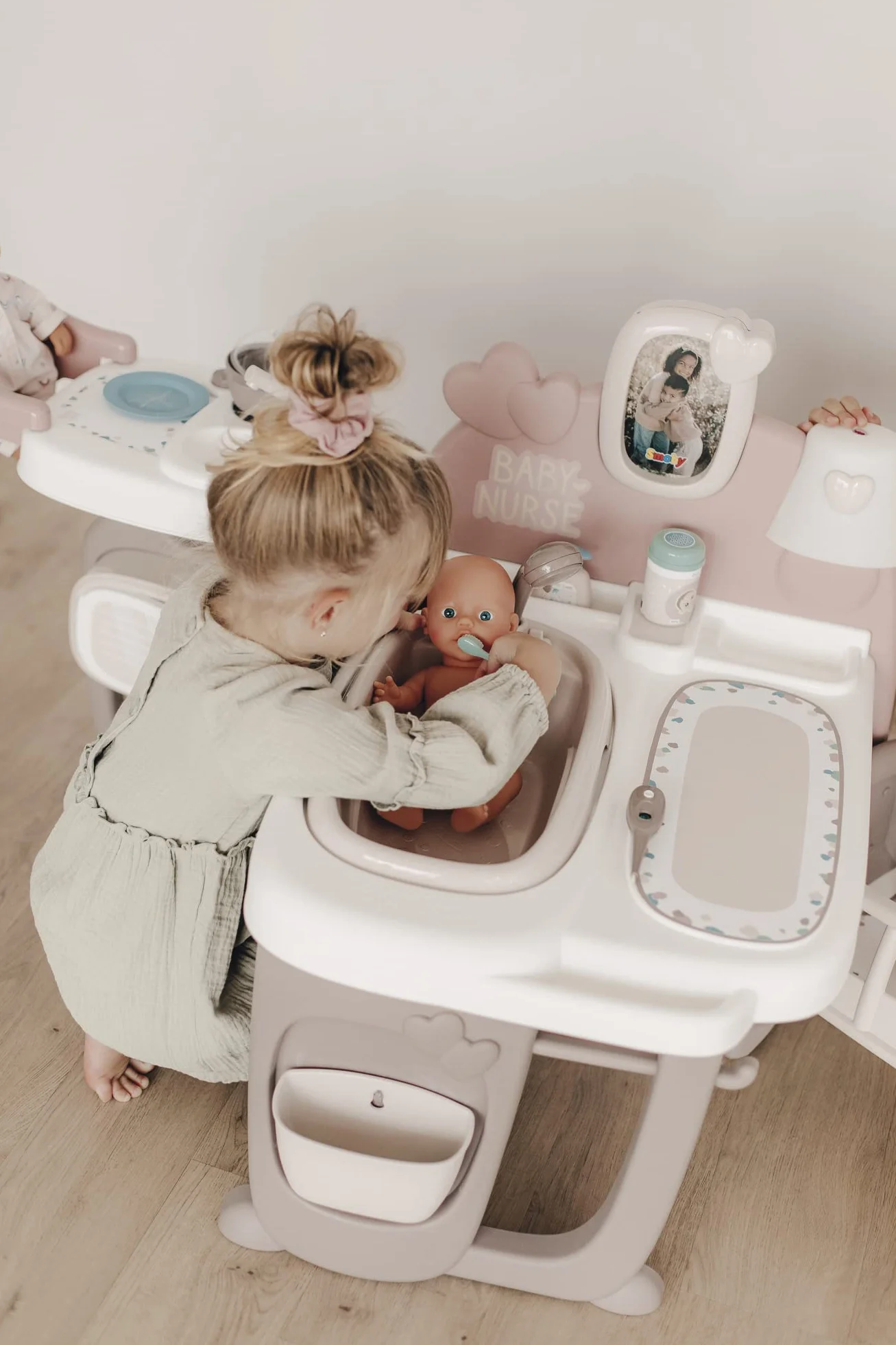 Smoby 7600220376 Baby Nurse Kącik opiekunki 3w1, wielofunkcyjny domek dla lalek, kuchnia, łazienka, sypialnia, 149,1x71x71 cm