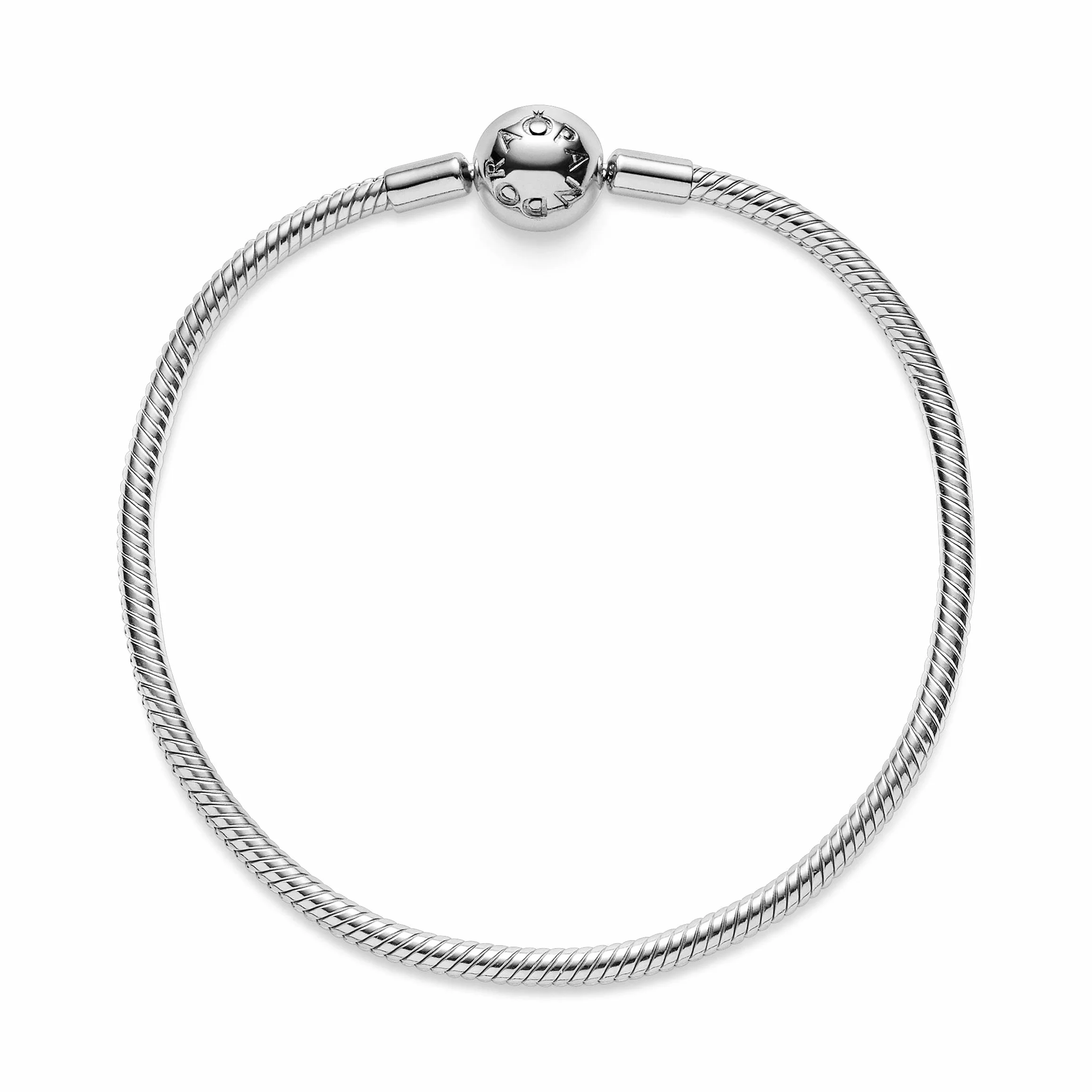 PANDORA Biżuteria – Smooth Moments bransoletka z zawieszką z łańcuszkiem wężowym – prezent dla niej – srebro wysokiej próby, Metal