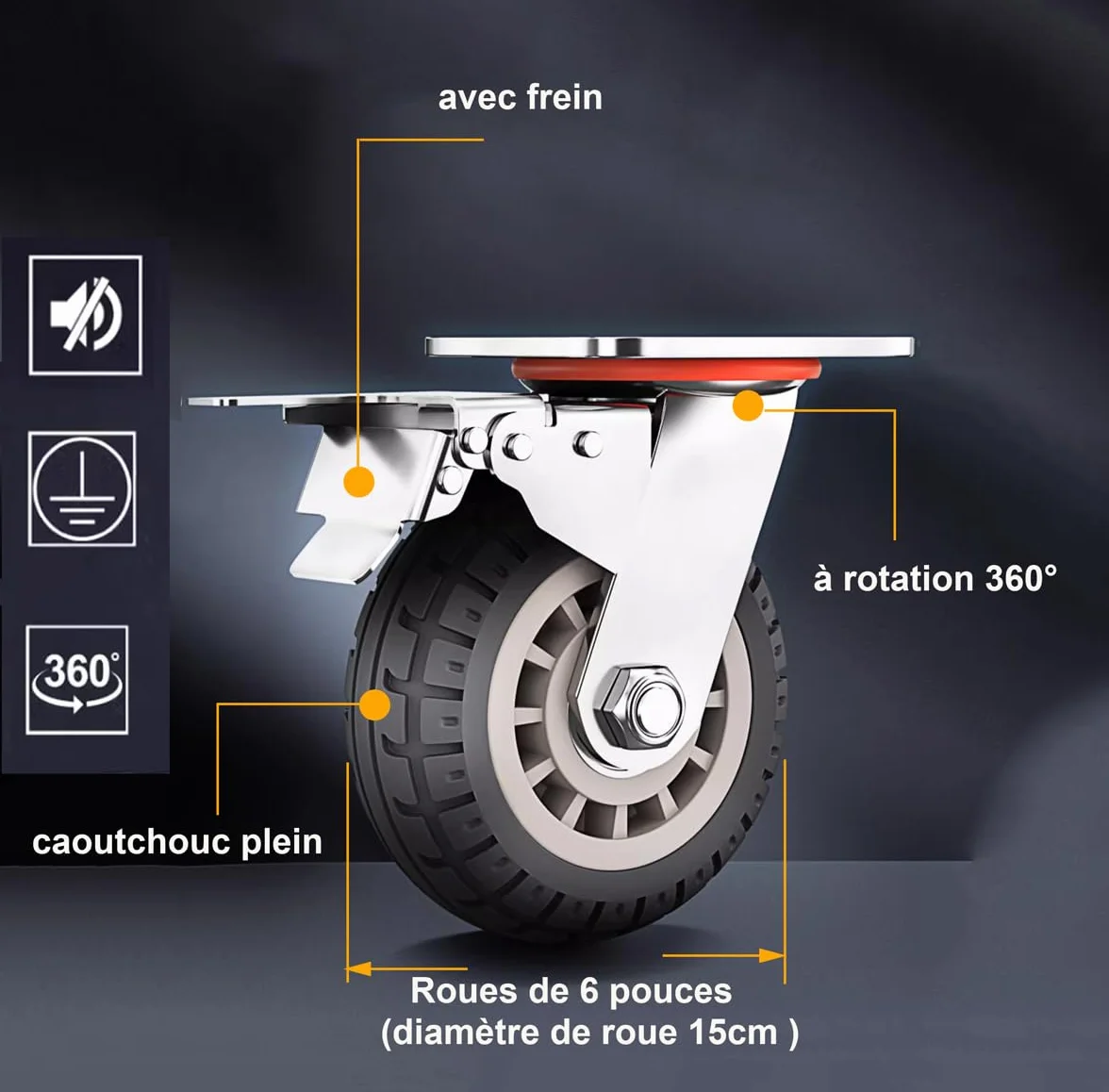 Wózek platformowy do dużych obciążeń, 500 kg, stal nierdzewna, wózek transportowy z kółkami obrotowymi 360° (15 cm), składany wózek ręczny, 90 x 60 cm, idealny do magazynu, warsztatu, gastronomii