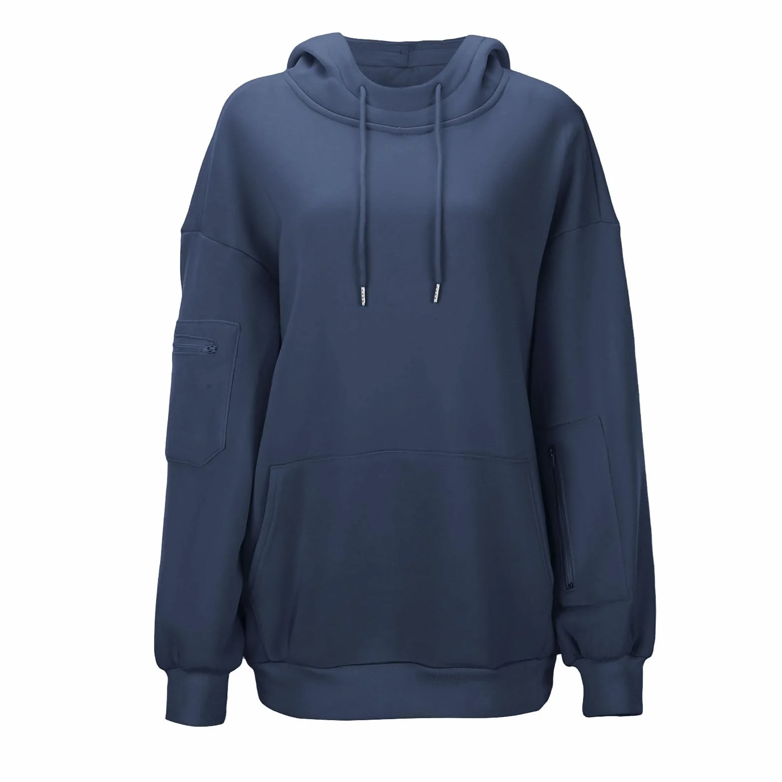 Damskie bluzy z kapturem oversize z kieszeniami na zamek