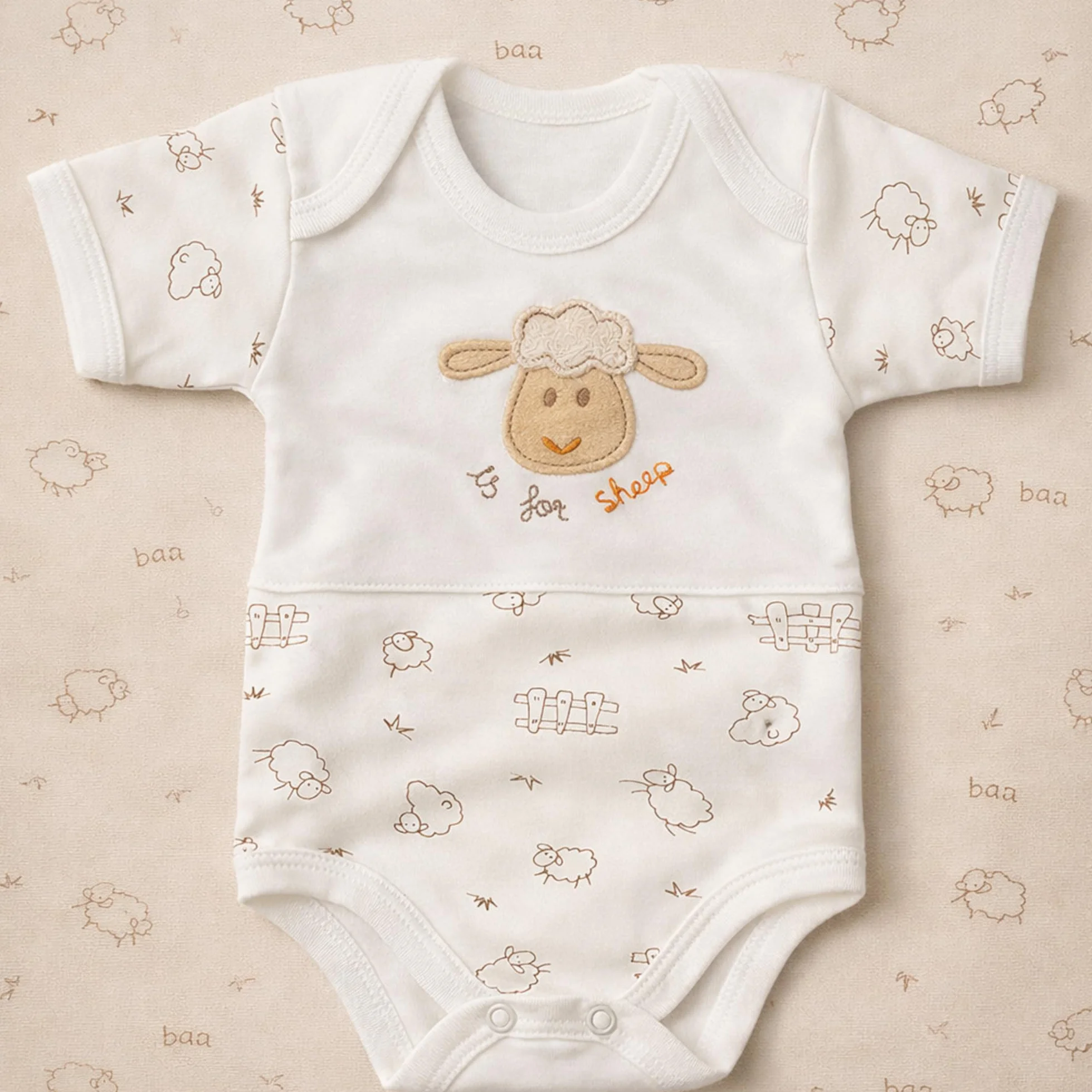 Blue Eyes Zestaw prezentowy dla noworodków – 6-częściowy komplet pierwszego wyposażenia z 100% naturalnej bawełny, certyfikat Oeko-Tex, miękki zestaw unisex dla niemowląt 0–4 miesiące (Jagnięce)