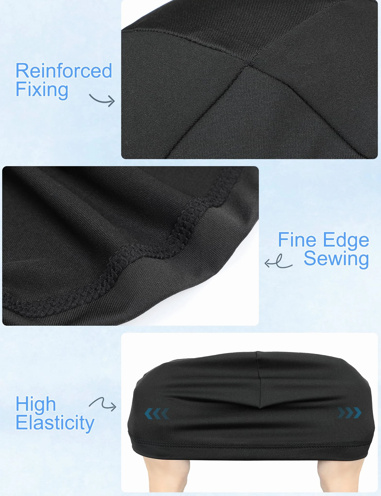 Becellen 3 szt. Letnia czapka dla dzieci, lodowy jedwab czapka rowerowa czarna elastyczna czapka rowerowa oddychająca unisex czapka beanie dla chłopców i dziewcząt, Czarny (Black), rozmiar uniwersalny