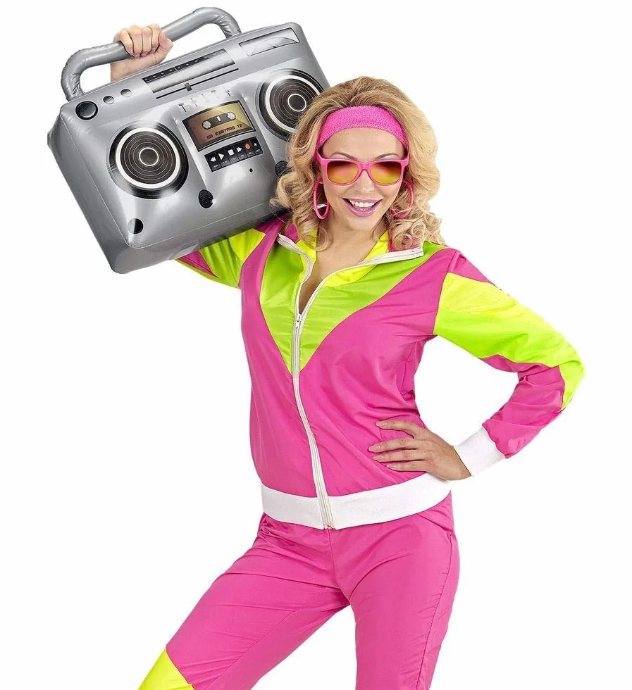 W WIDMANN MILANO Party Fashion – nadmuchiwane radio, ok. 50 cm, akcesoria do kostiumów z lat 80. i 90., dekoracje imprezowe