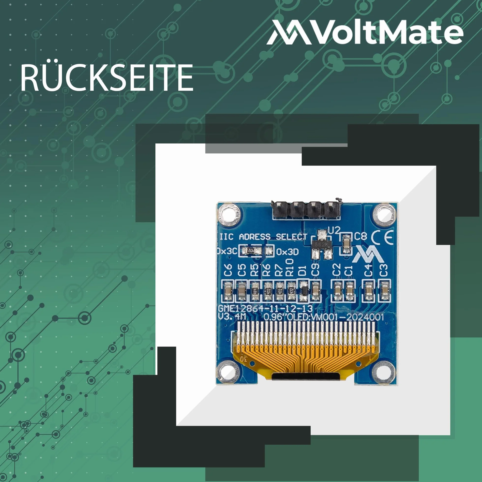 VoltMate 3 x wyświetlacz OLED z interfejsem I2C, chip SSH1106, rozdzielczość 128 x 64 pikseli, obsługuje białe znaki, kompatybilny z Arduino i Raspberry Pi