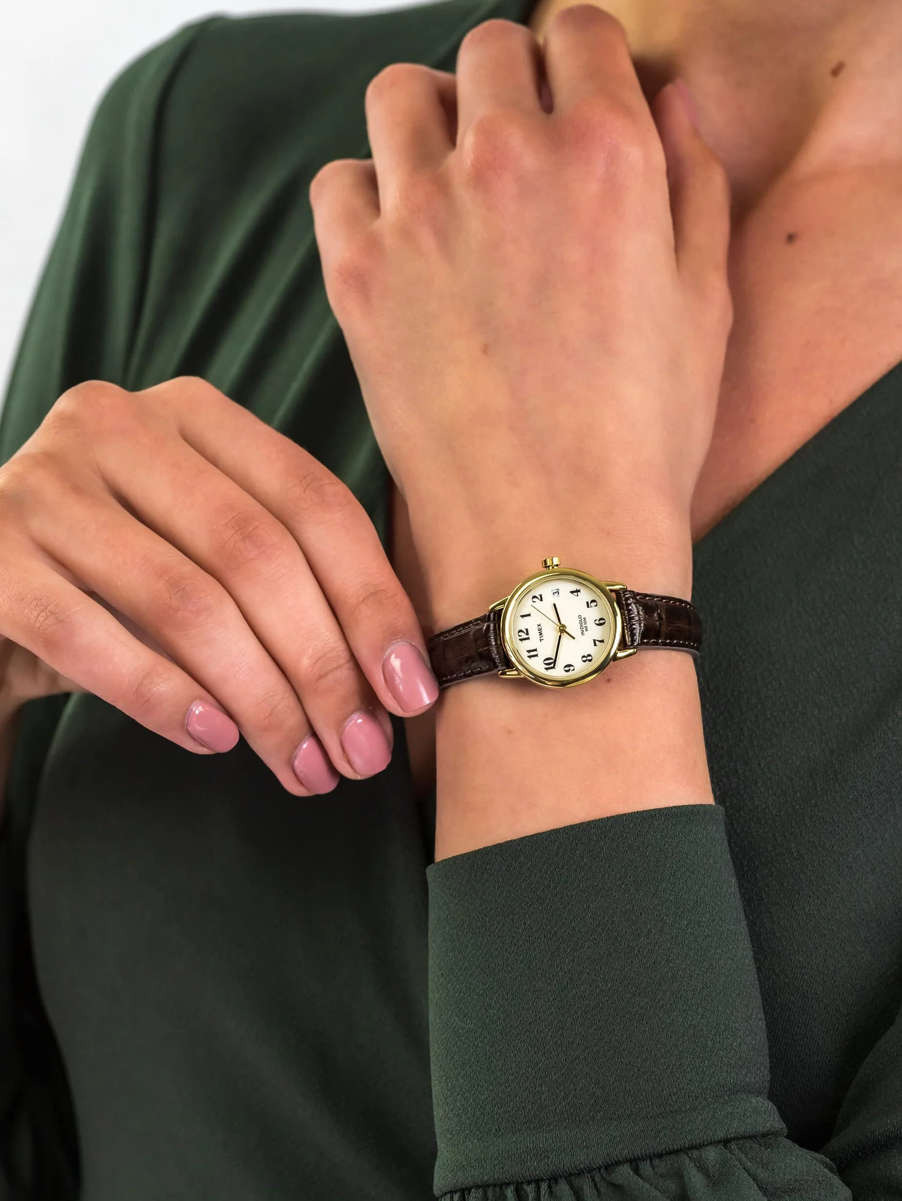 Timex Easy Reader damski 25 mm brązowy skórzany pasek zegarek