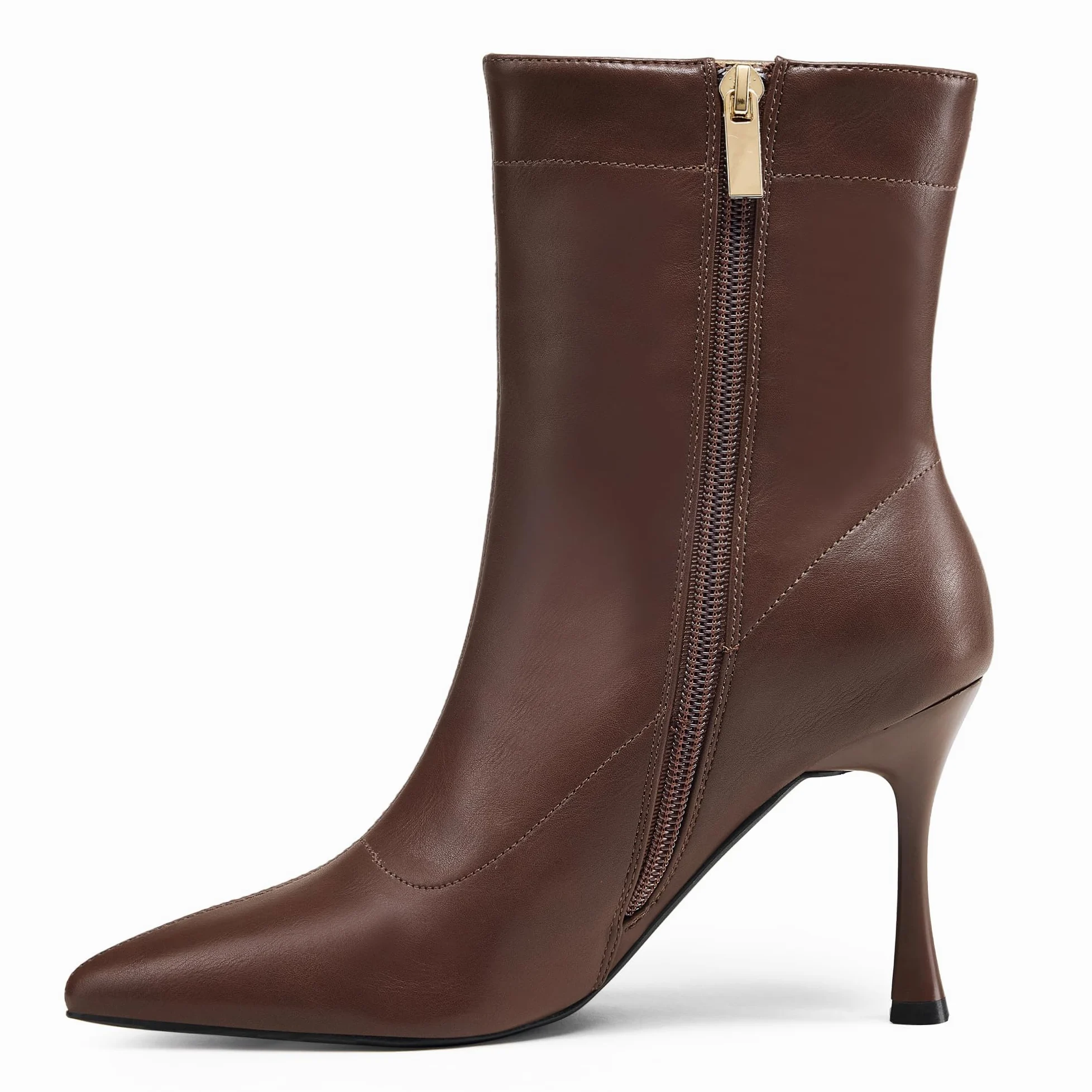Damskie botki 9 cm szpiczasty nosek - średni obcas szpilki buty robocze dla kobiet modne krótkie buty czarne 8