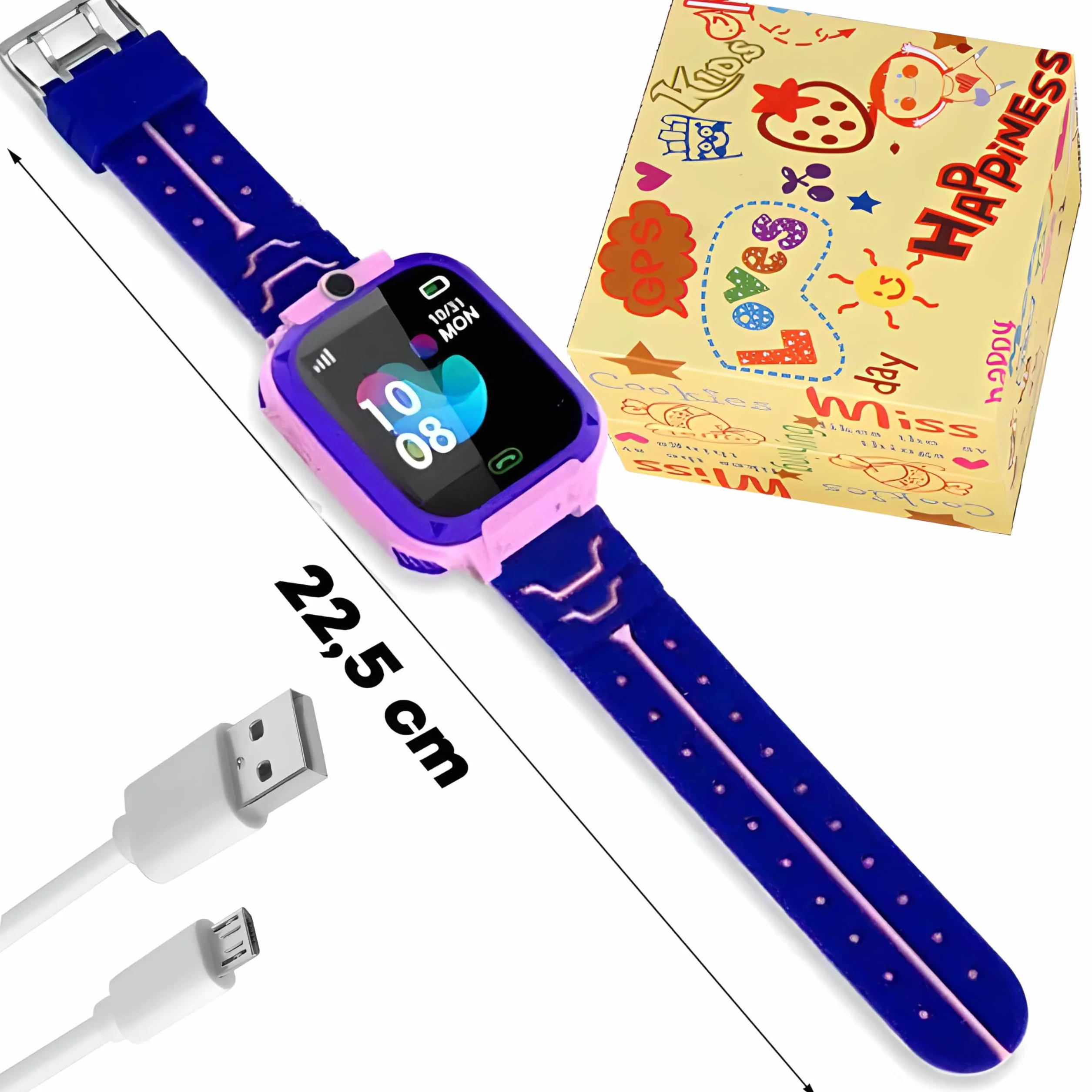 Retoo Dziecięcy smartwatch dla chłopców i dziewczynek, zegarek na rękę, Smart GPS SOS, telefon komórkowy, smartwatch dla dzieci z muzyką, budzik, tryb szkolny, latarka, różowy