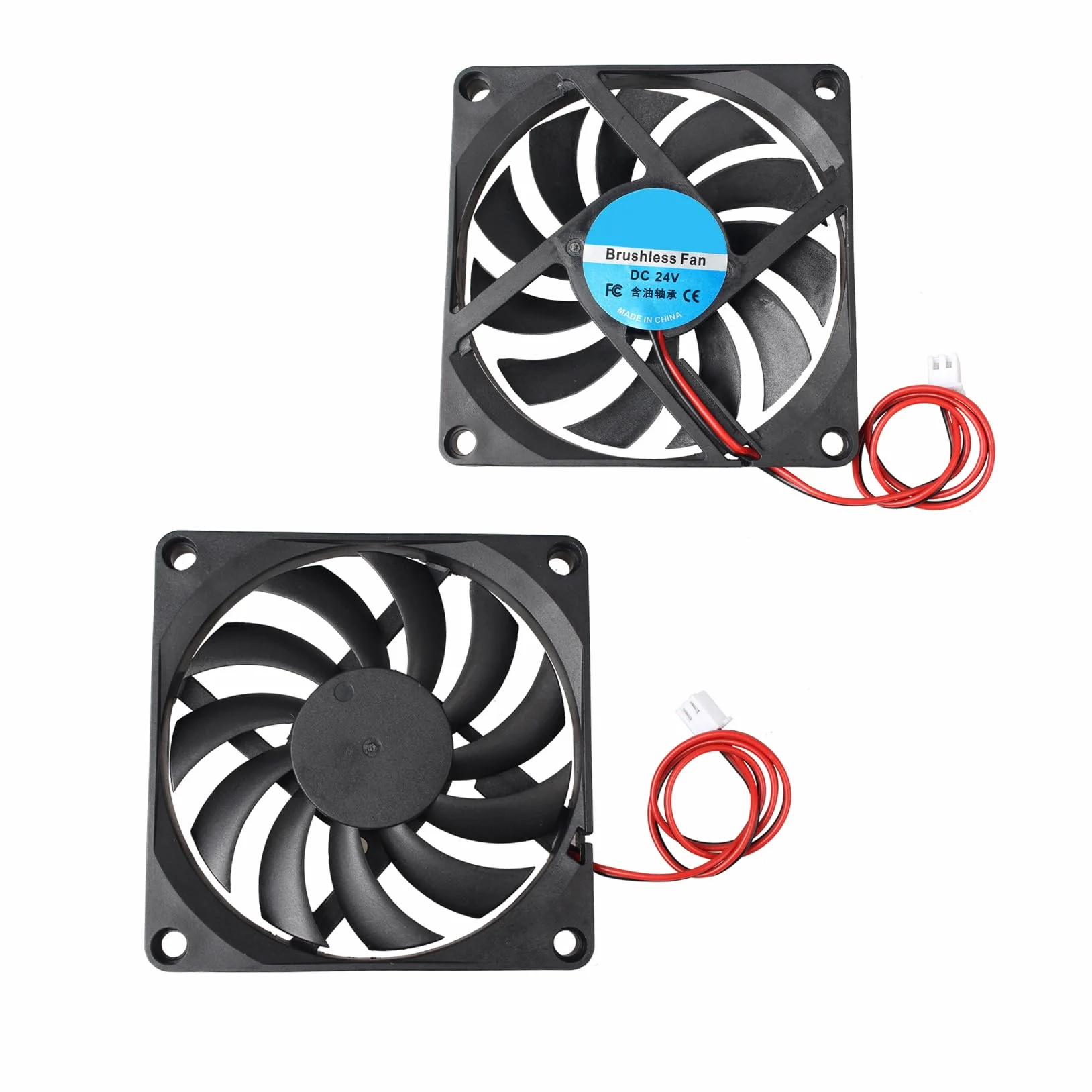 Jopto 8010 DC 24 V cichy wentylator chłodzący 80 x 80 x 10 mm system procesora komputerowego radiator bezszczotkowy wentylator z 2-pinowym złączem do drukarki 3D, obudów komputerowych, procesorów