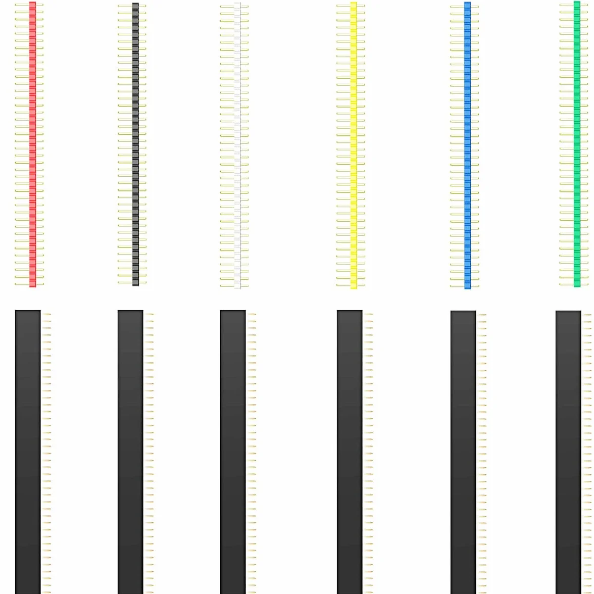 30 szt. 2,54 mm nagłówek pinowy kolor pozłacany pinheader 40-pinowy męski zestaw złączy wtykowych PCB listwa pinowa + 30 szt. 40-pinowe żeńskie nagłówki do PCB Board Project DIY