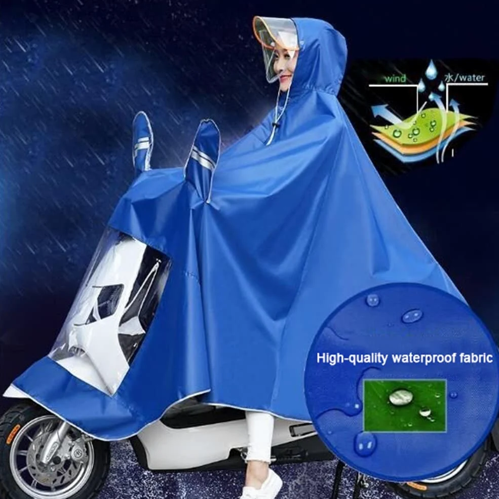 Uniseks Poncho przeciwdeszczowe Na zewnątrz Rower/Ebike/Motocykl/skuter Kurtka rowerowa Płaszcz przeciwdeszczowy Peleryna (Wino Czerwone Pojedyncze 4XL (Z lusterkiem wstecznym))