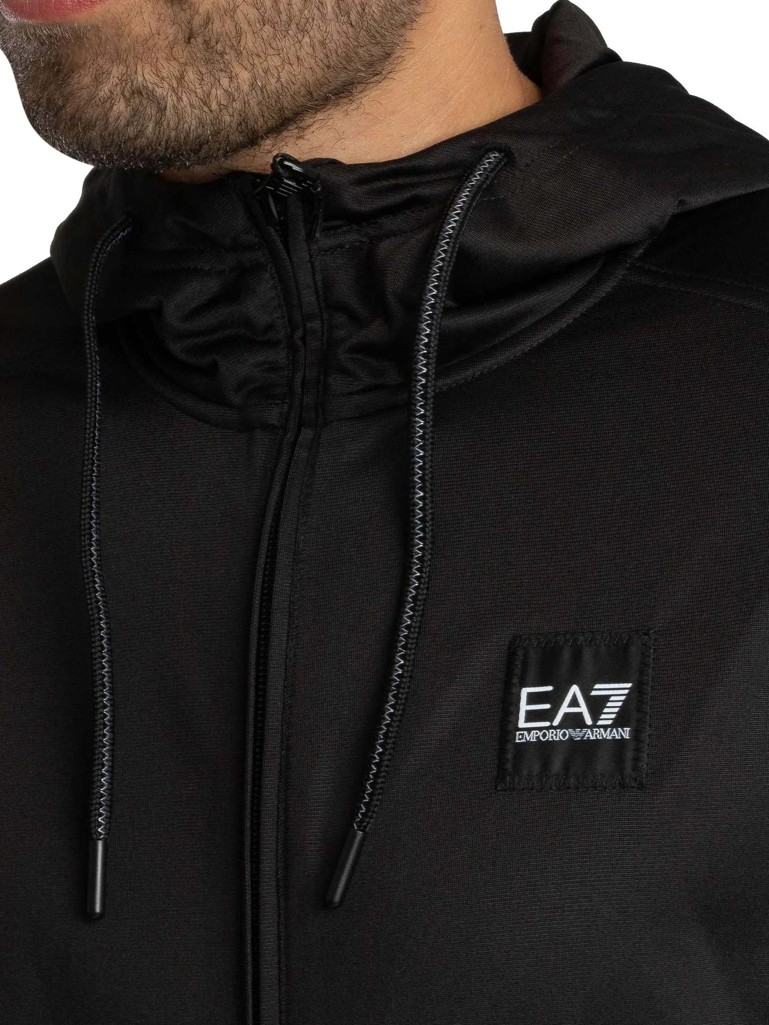 EA7 Męski Bluza Z Kapturem I Zamkiem Błyskawicznym Na Siłownię, Black, M