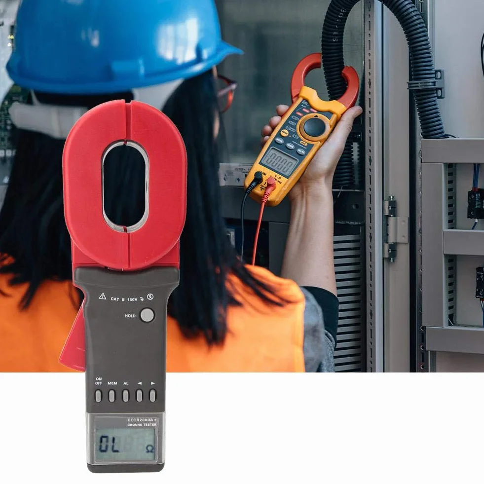 Cyfrowy miernik zaciskowy 2000A + tester rezystancji ziemi z wyświetlaczem LCD