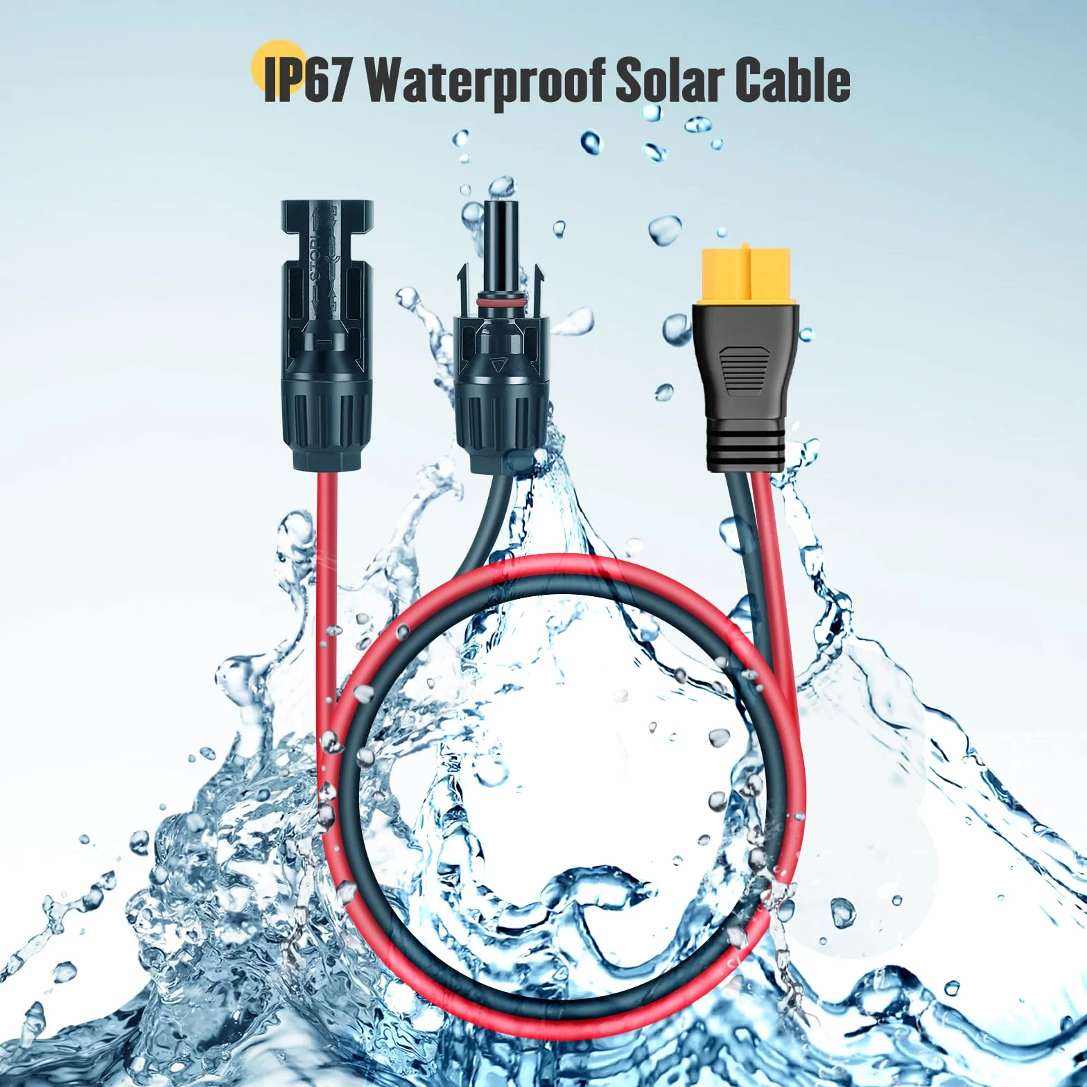 Thlevel Solarny kabel do ładowania z wtyczką solarną na XT60, 300 cm, 12 AWG, kabel adapterowy, panel słoneczny, kabel do generatora solarnego, baterii, przenośna stacja zasilania