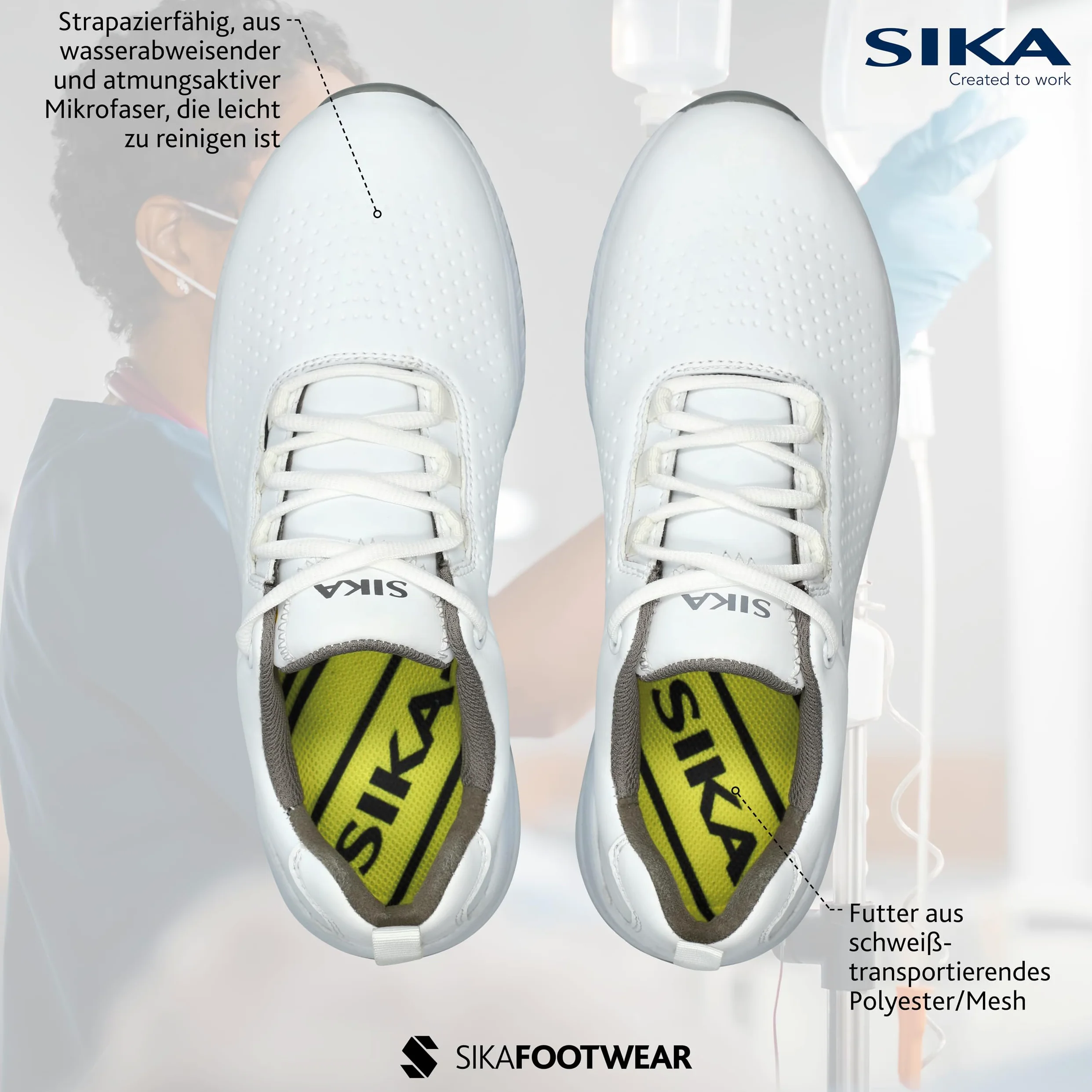 Sika Sneakersy Dynamic białe buty robocze z mikrofibry. Stylowy design sneakersów. Pierwszorzędna odporność na poślizg. Super absorpcja wstrząsów.