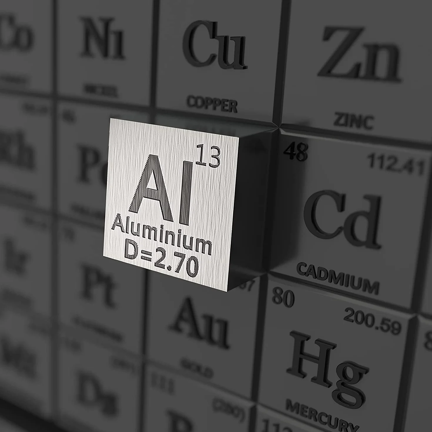 Aluminiowy element Al Density Cube - Element Collection Okresowy stół - Laboratorium Eksperyment Materiał DIY Display,25.4mm / 1inch