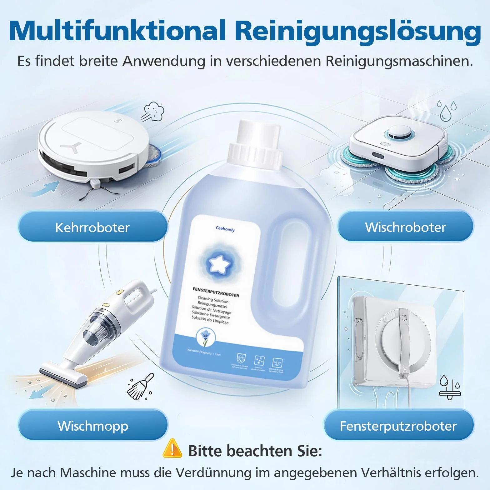 Rozwiązanie do czyszczenia robota do mycia okien ECOVACS Winbot W1 Pro, W2, W2 OMNI, W2 PRO, W2 PRO OMNI, WINBOT MINI, W2S, W2S OMNI (1 l)