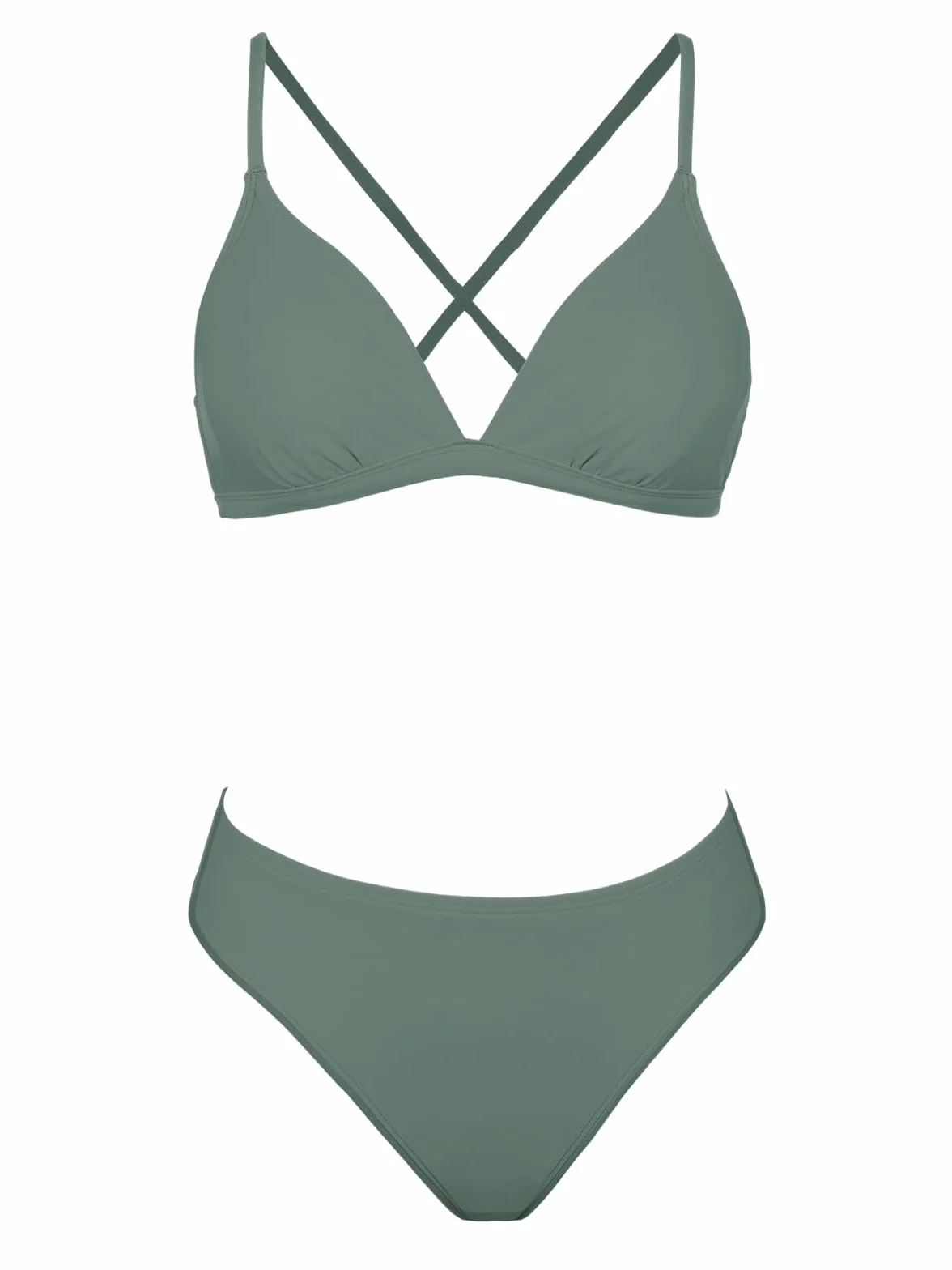 CUPSHE Zestaw bikini dla kobiet dwuczęściowe stroje kąpielowe dekolt w serek niski stan krzyżujące się plecy samoprzylepne ramiączka spaghetti