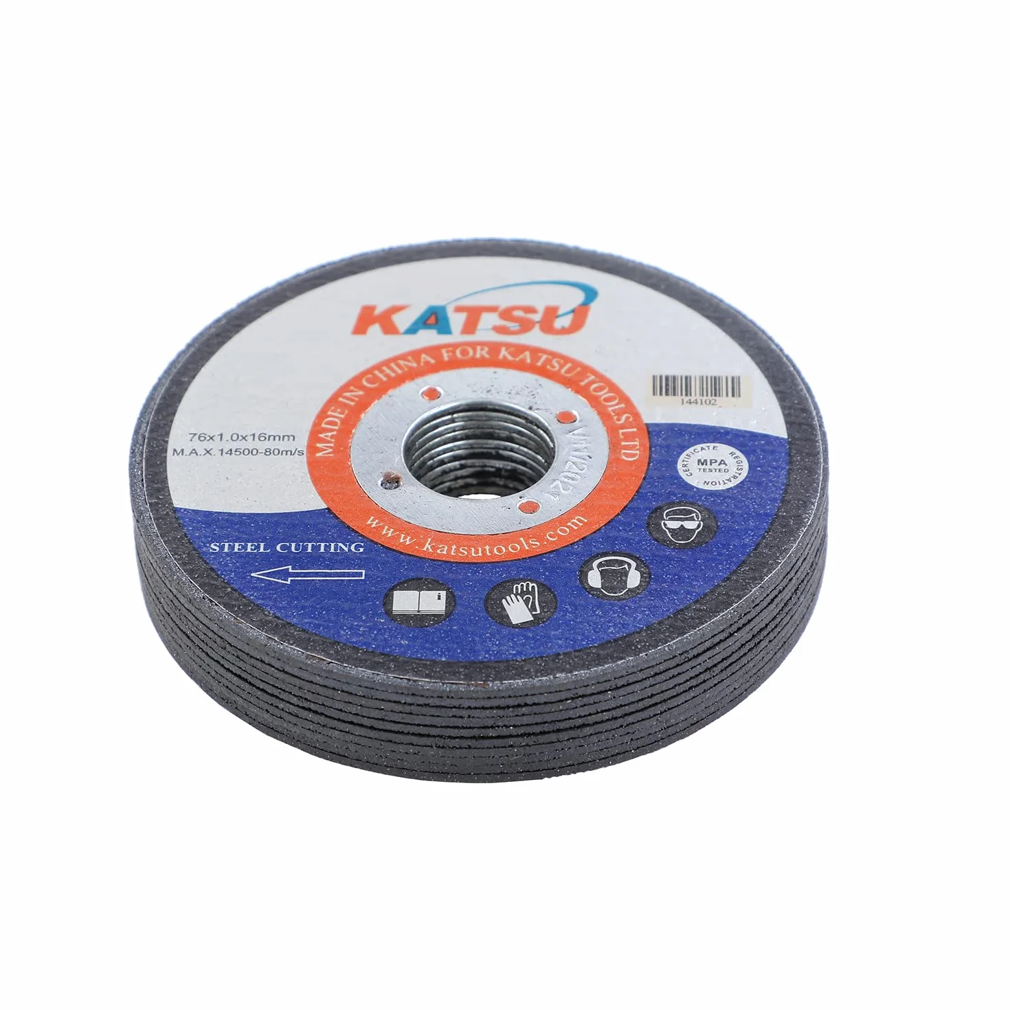 KATSU 144102 stalowa tarcza tnąca 76 mm, 10 sztuk, metalowe koła tnące 1,0 mm do mini szlifierek kątowych