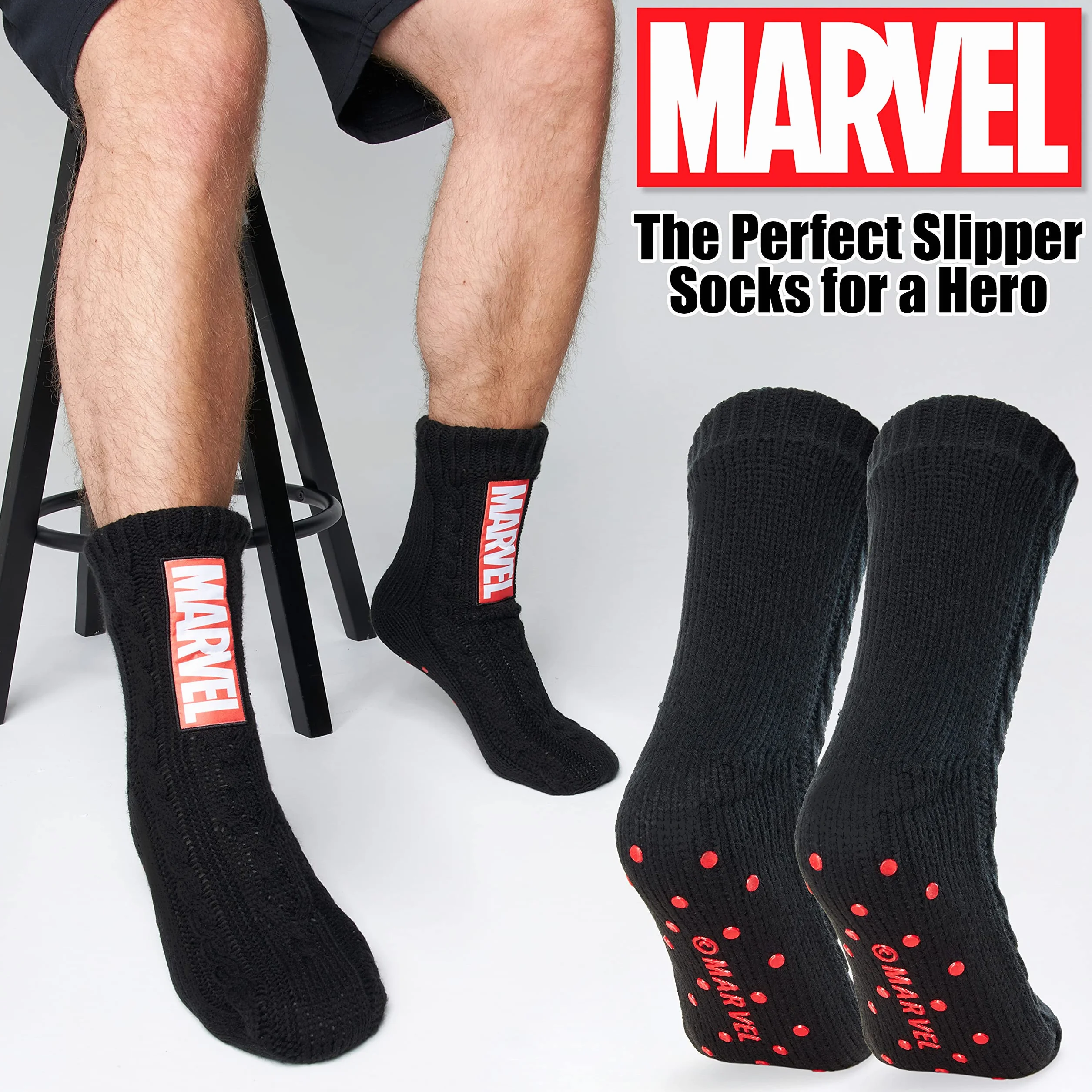 Marvel Puszyste skarpetki męskie Thor Black Panther ciepłe z dzianiny
