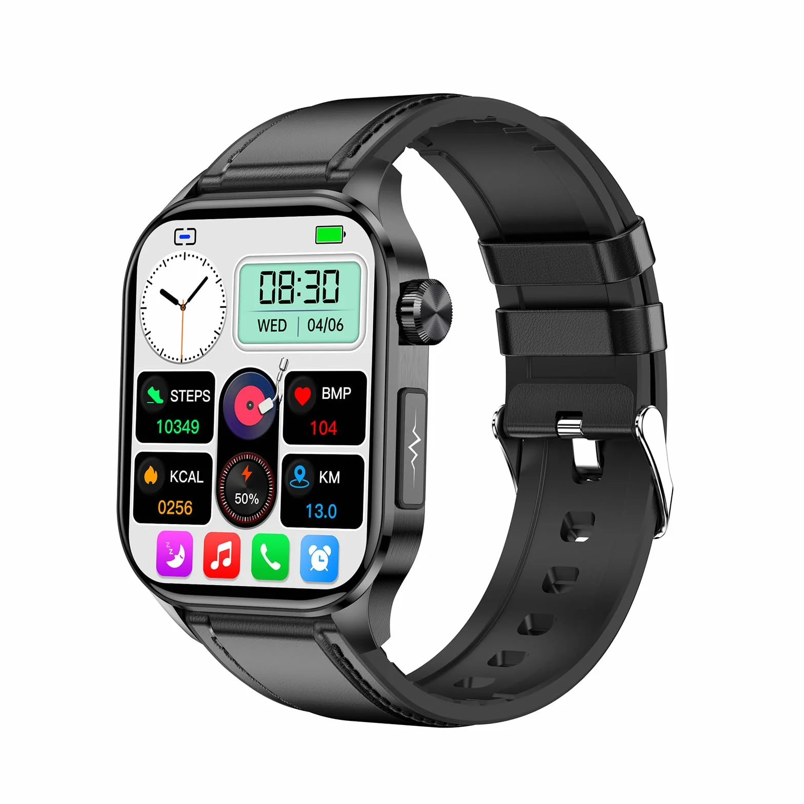 Smartwatch Dla Mężczyzn I Kobiet Ekran HD 2,04 Cala SOS Połączenia Bluetooth Tracker Fitness Monitorowanie Temperatury Ciała W Czasie Rzeczywistym I Zdrowego Snu Krokomierz Dla IOS/Android,B