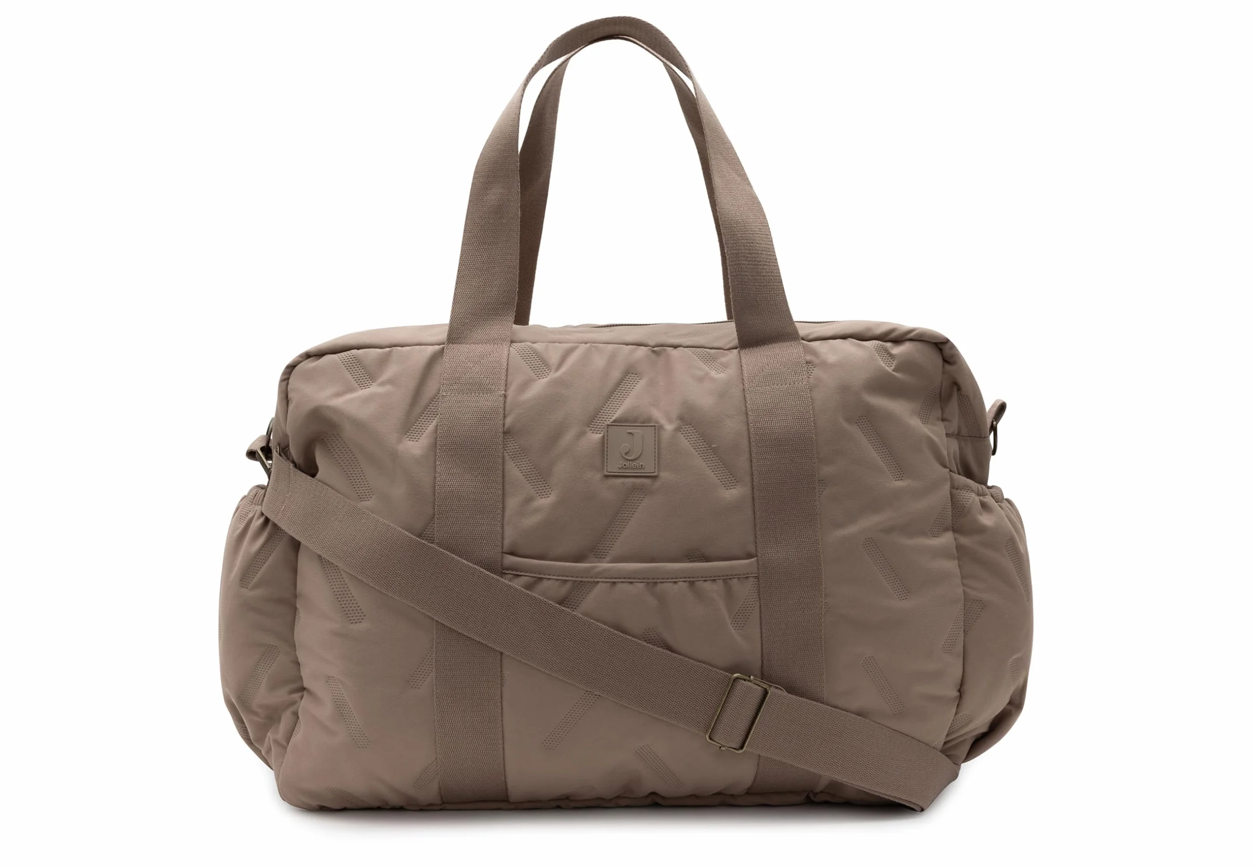 Jollein Torba do przewijania Embossed Lily – mleczna kawa – stylowa torba do przewijania z wytłoczonym wzorem, odporna na działanie wody i łatwa w pielęgnacji, regulowany pasek na ramię – 42 x 30 x 15