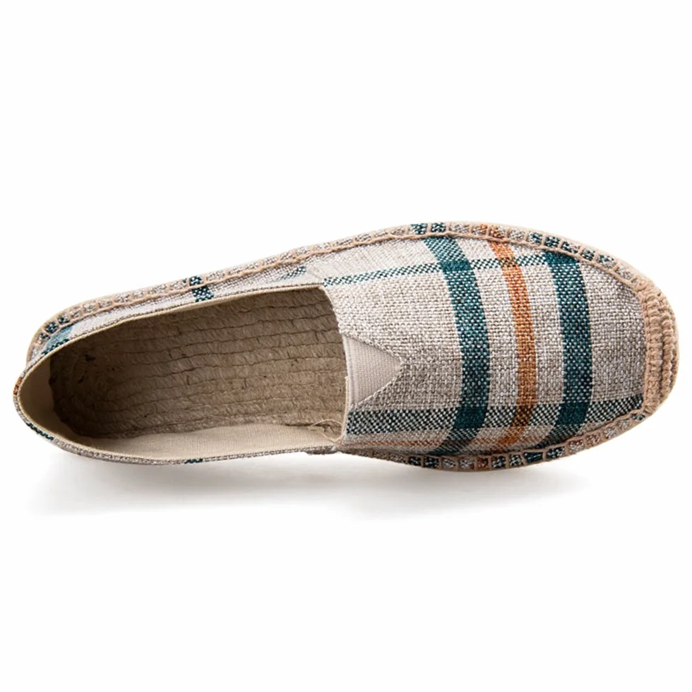 Alexis Leroy Wzór karo męski espadryle, beżowy - beżowy - 42 EU