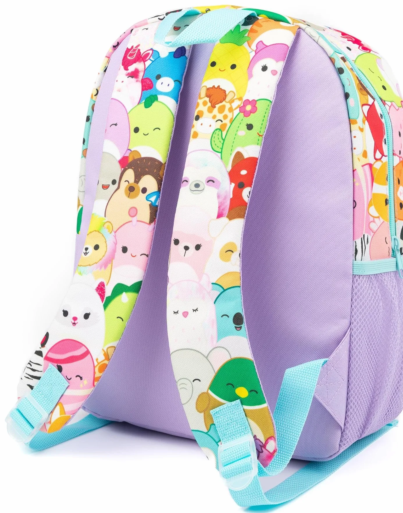 Squishmallows Girls Backpack Zestaw 4 elementowy plecak torba lunch butelka woda piórnik Fioletowy