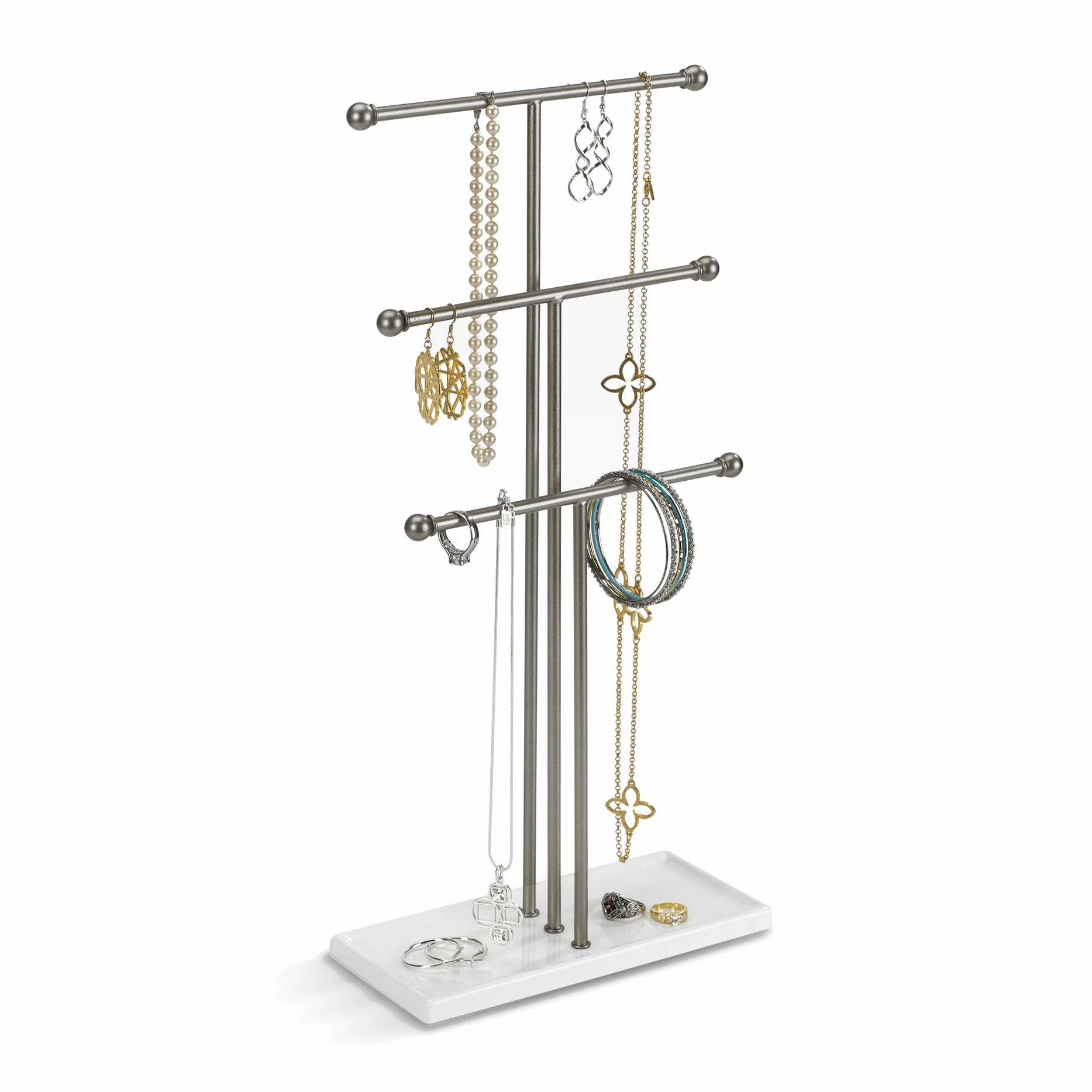 Umbra Trigem Organizer na Biżuterię, Srebrny/Biały, 23 x 10 x 48 cm