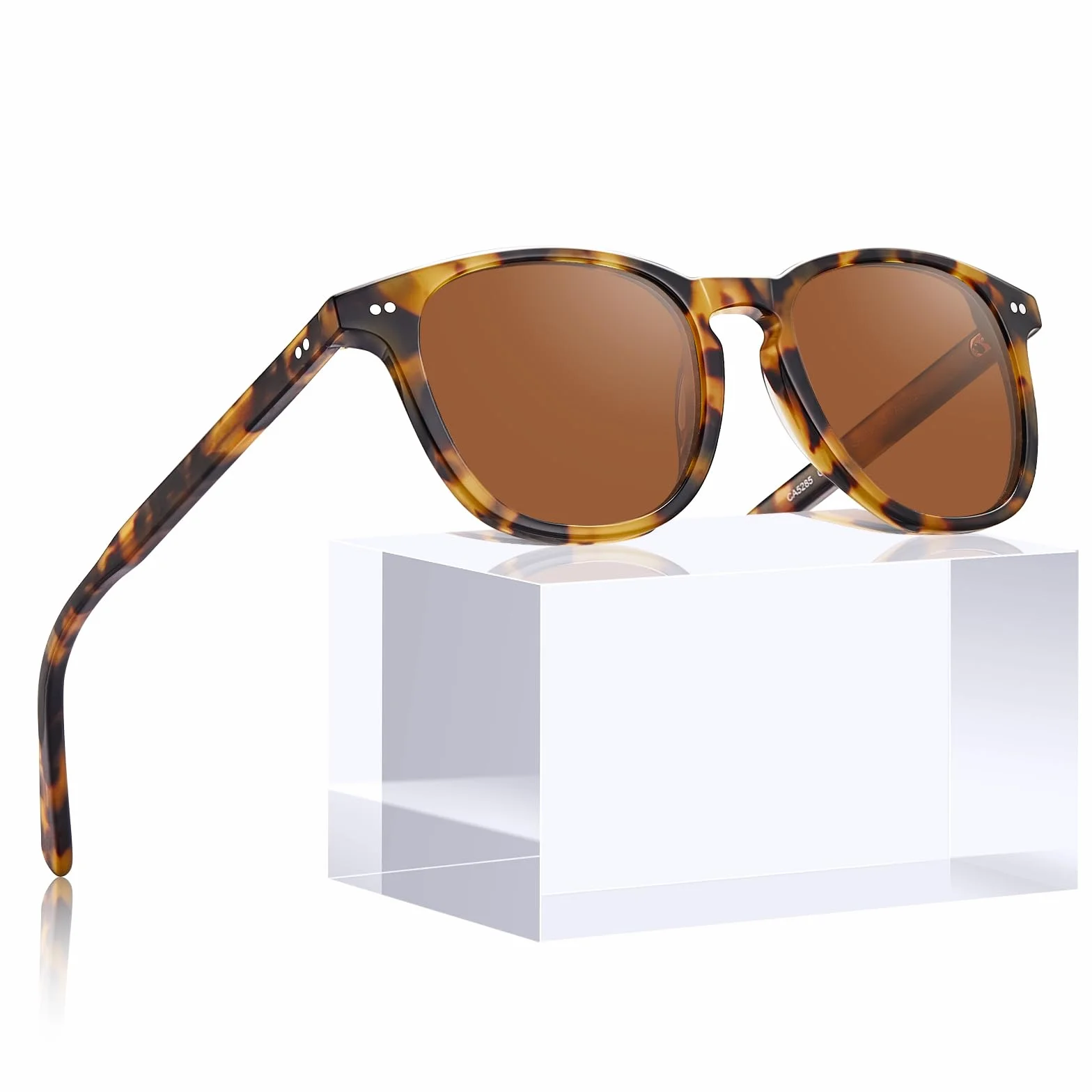 CARFIA Polaryzacyjne okulary przeciwsłoneczne w stylu vintage dla kobiet z małą twarzą, ochrona przed promieniowaniem UV, styl dziurki od klucza do jazdy na świeżym powietrzu, A/Żółw Ramka Brązowa