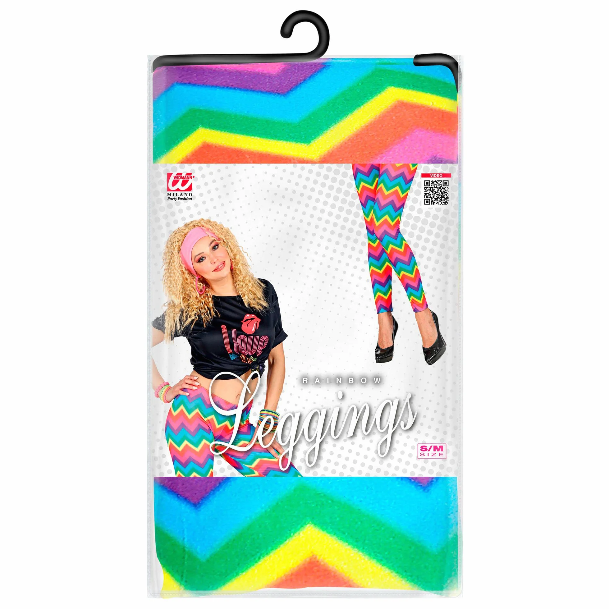 W WIDMANN MILANO Party Fashion - Legginsy 80s, lata 80, gorączka disco, zły smak, wzór w paski, impreza tematyczna, karnawał