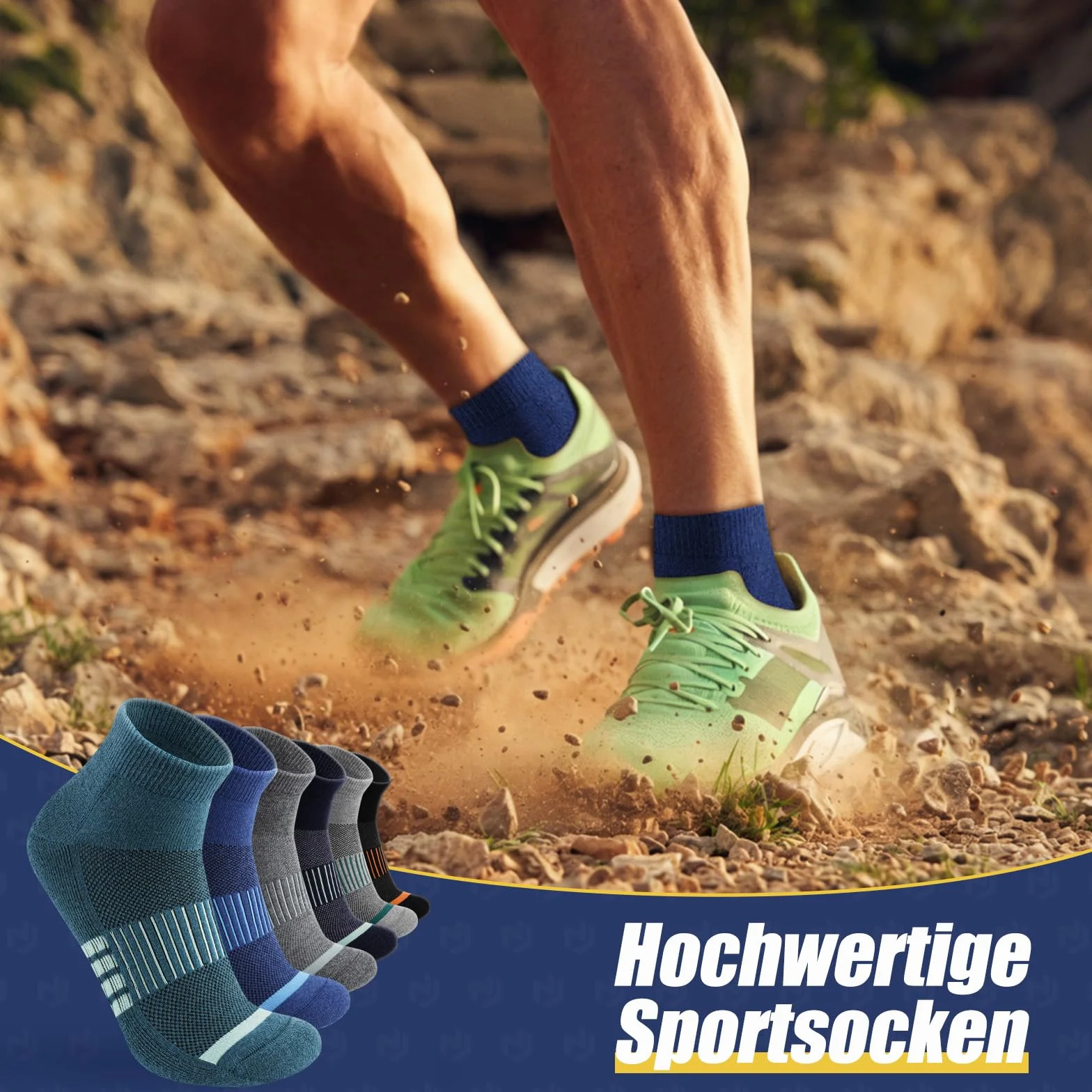 Niofind Skarpety trekkingowe z merynosów, damskie i męskie, oddychające skarpety do sneakersów, wełniane, wyściełane, krótkie skarpety sportowe, na co dzień, do uprawiania sportu, na zewnątrz, 6 par