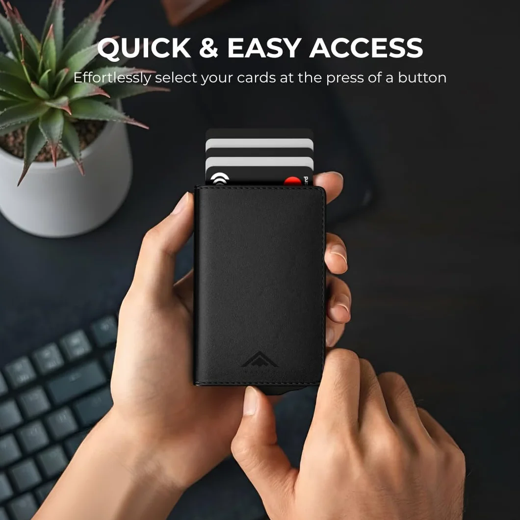 Stealth Wallet RFID Card Wallet Minimalist Pop Up Slim Metal Credit Card Holder Contactless Protection