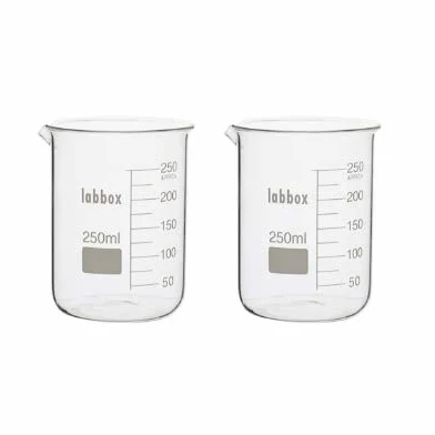 Laboratoryjna zlewka, niska forma, z wlewem borokrzemowym (Boro 3.3), miarka (250 ml, 2)