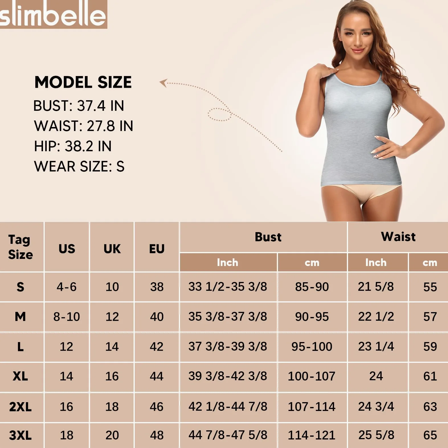 SLIMBELLE Damski biustonosz podkoszulek Basic Tank Tops ze zintegrowanym biustonoszem, szerokie ramiączka, bezszwowa podeszwa, bez fiszbin, wyściełana koszula, okrągły dekolt, koszula z braletką