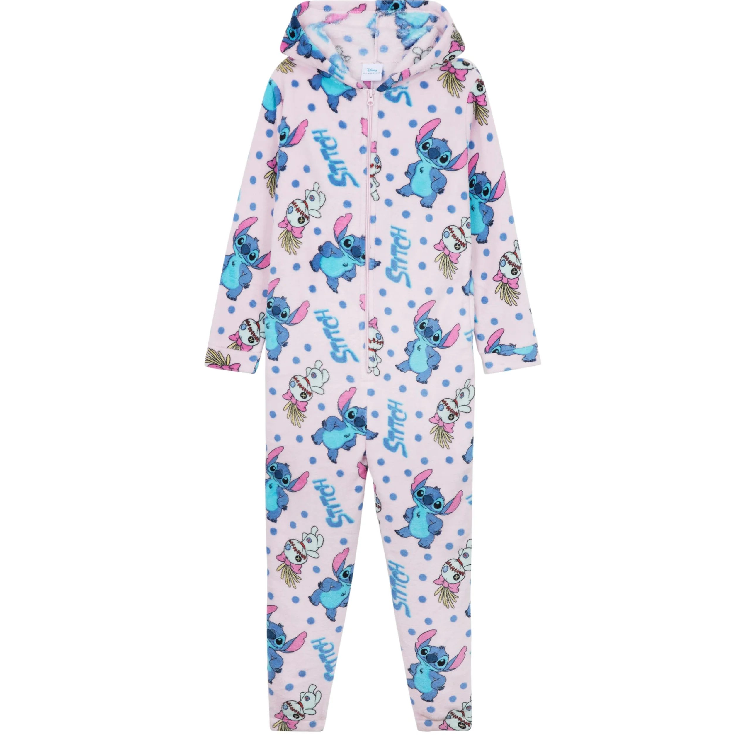 Disney Stitch Girls jednoczęściowa piżama z kapturem polarowy kombinezon do spania