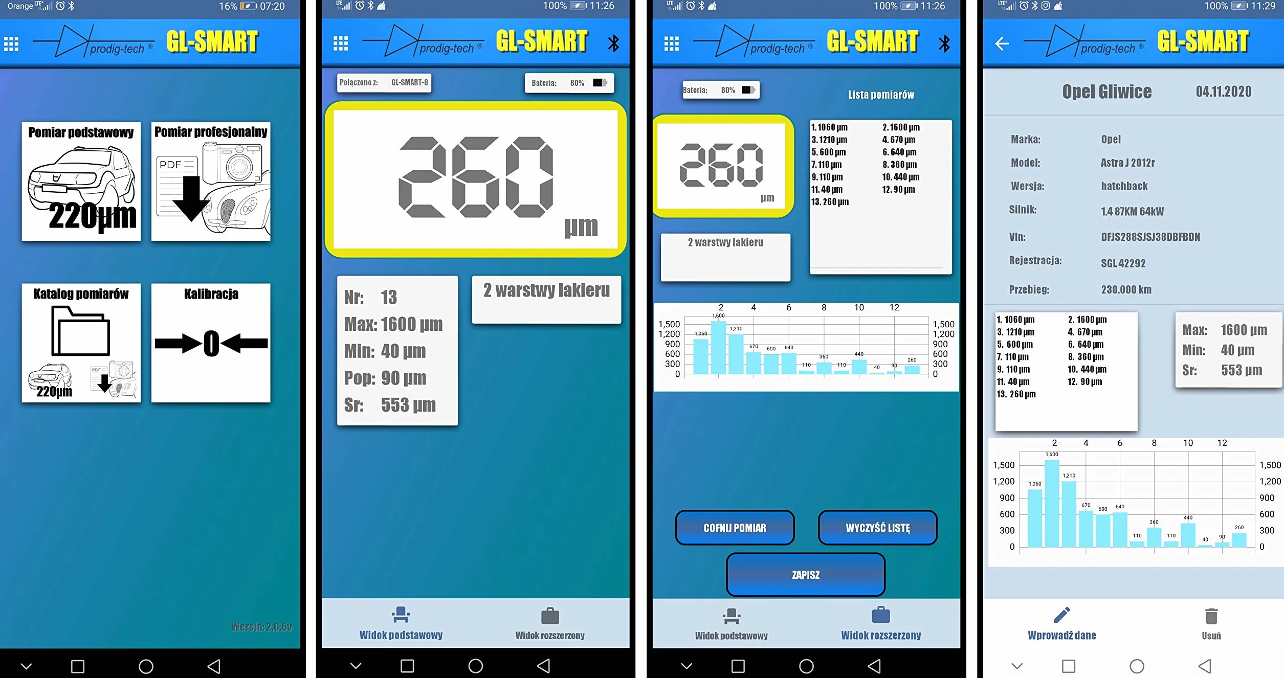 Miernik grubości lakieru GL-SMART-S (PL/EN/DE) | Aplikacja mobilna Android, iOS | Sonda na przewodzie - dociskowa | Grubościomierz lakieru samochodowego | Tester lakieru | Miernik grubości farby na samochodzie | Stal, stal ocynkowana, aluminium | Asystent
