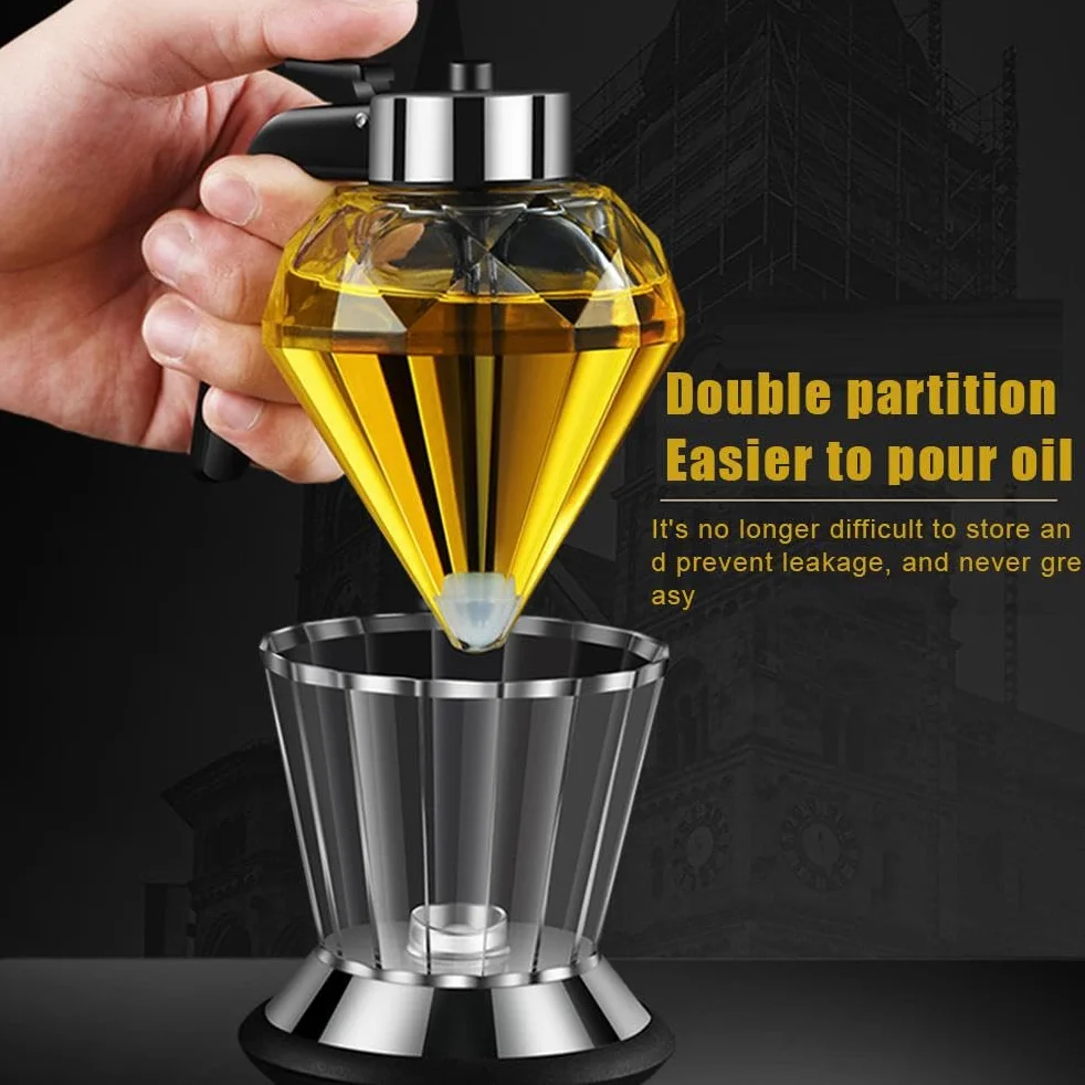 Dozownik Miodu Bez Kroplówki, Dozownik Syropu 200 Ml, Dozownik Syropu Bez Kroplówki ze Stojakiem, Butelka z Dozownikiem Oliwy z Oliwek do Kuchni, (Diamentowy pojemnik na olej o