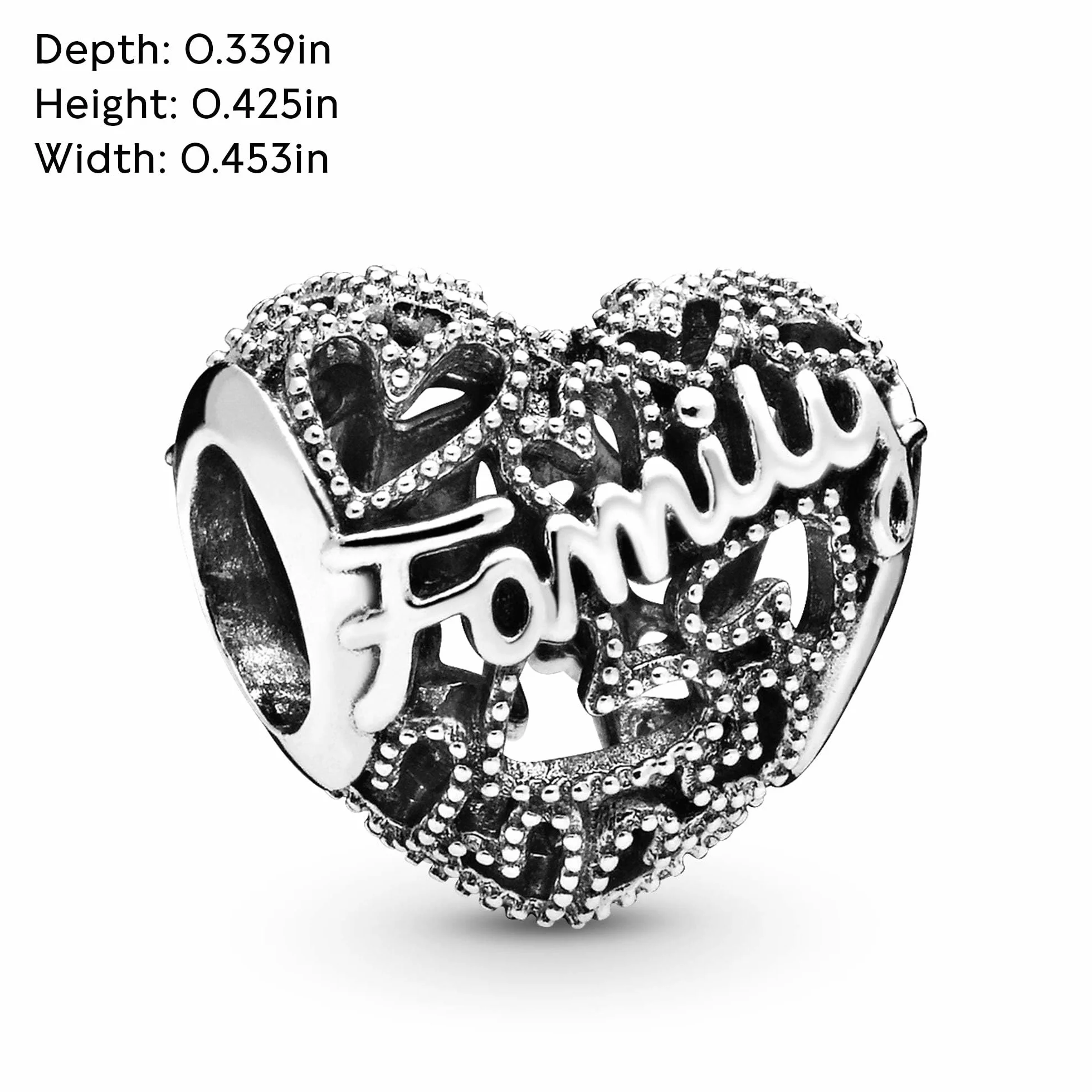 Pandora zawieszka rodzinna Herz srebro wysokiej próby 8,6 x 10,8 x 11,5 mm (T/H/B)