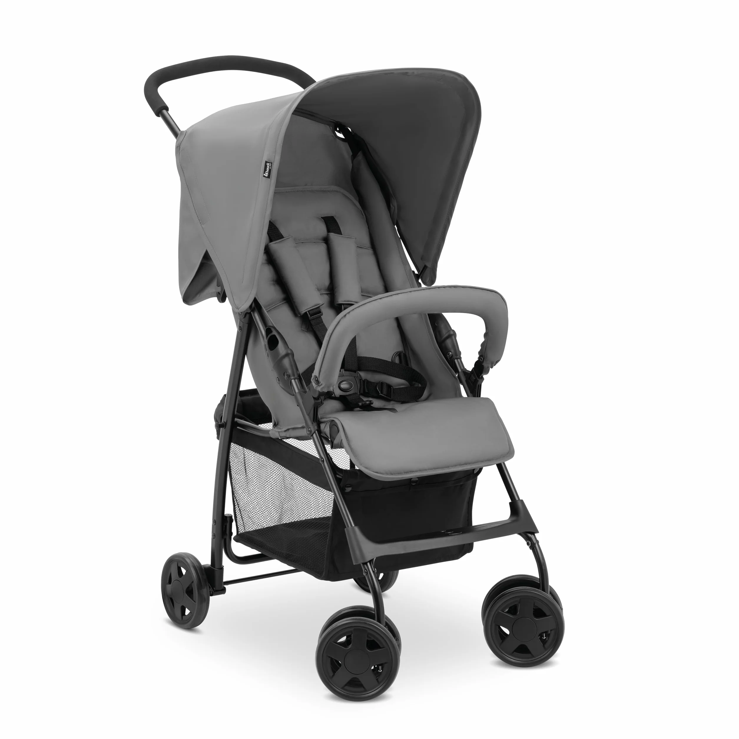 hauck Buggy Sport, Grey - lekki jak piórko wózek podróżny, 5,9 kg, z funkcją leżenia dla dzieci od urodzenia do 15 kg, mały, składany, duży kosz na zakupy do 3 kg