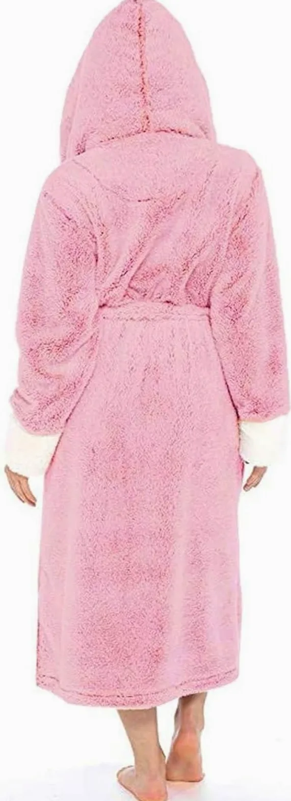 Szlafrok Plus Size Fuzzy Fleece Robe Damska Piżama Miękkie, Lekkie, Ciepłe Szlafroki Z Kapturem Odzież(C,S)